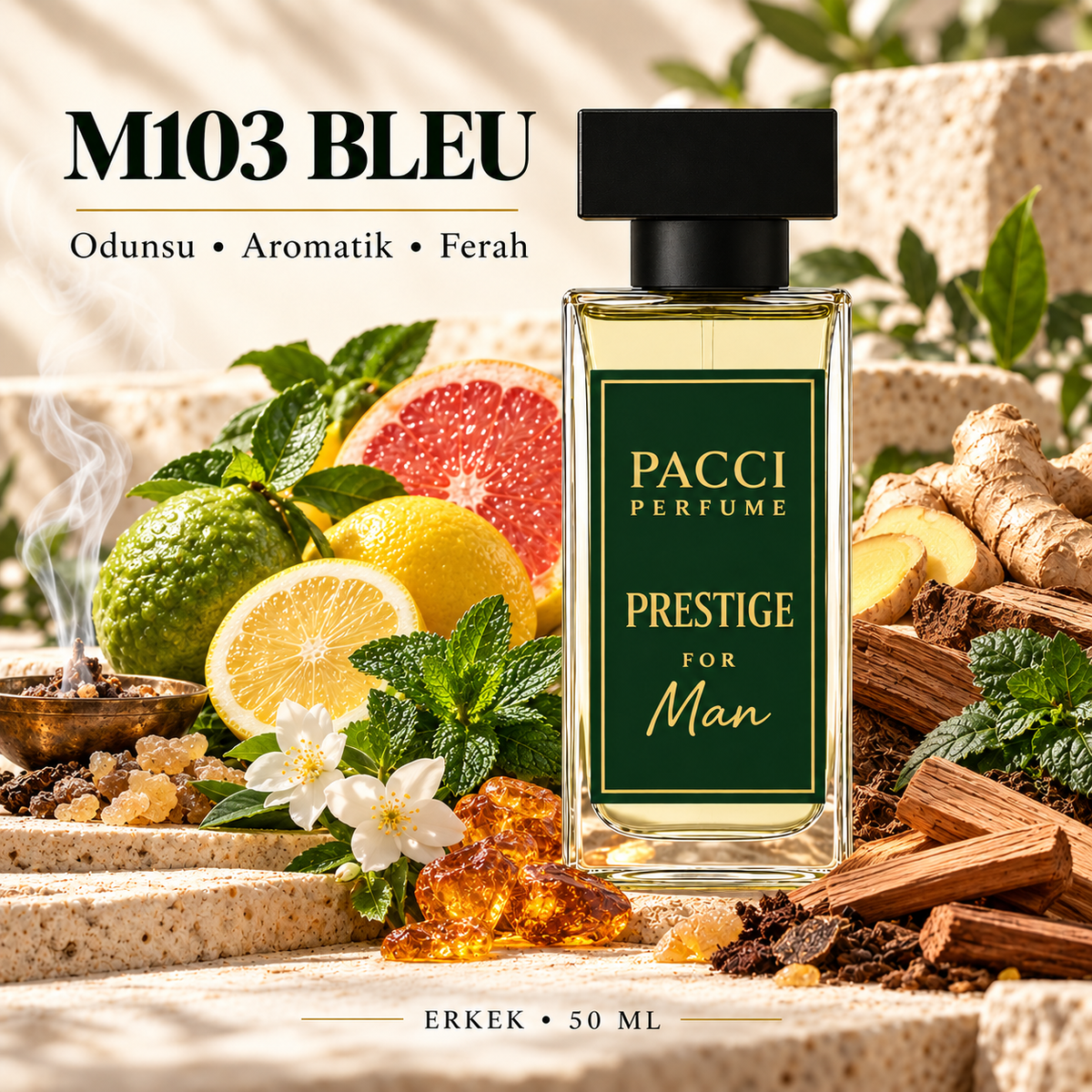 Bleu de Chanel esintili PACCI M103 erkek parfümü 50 ML