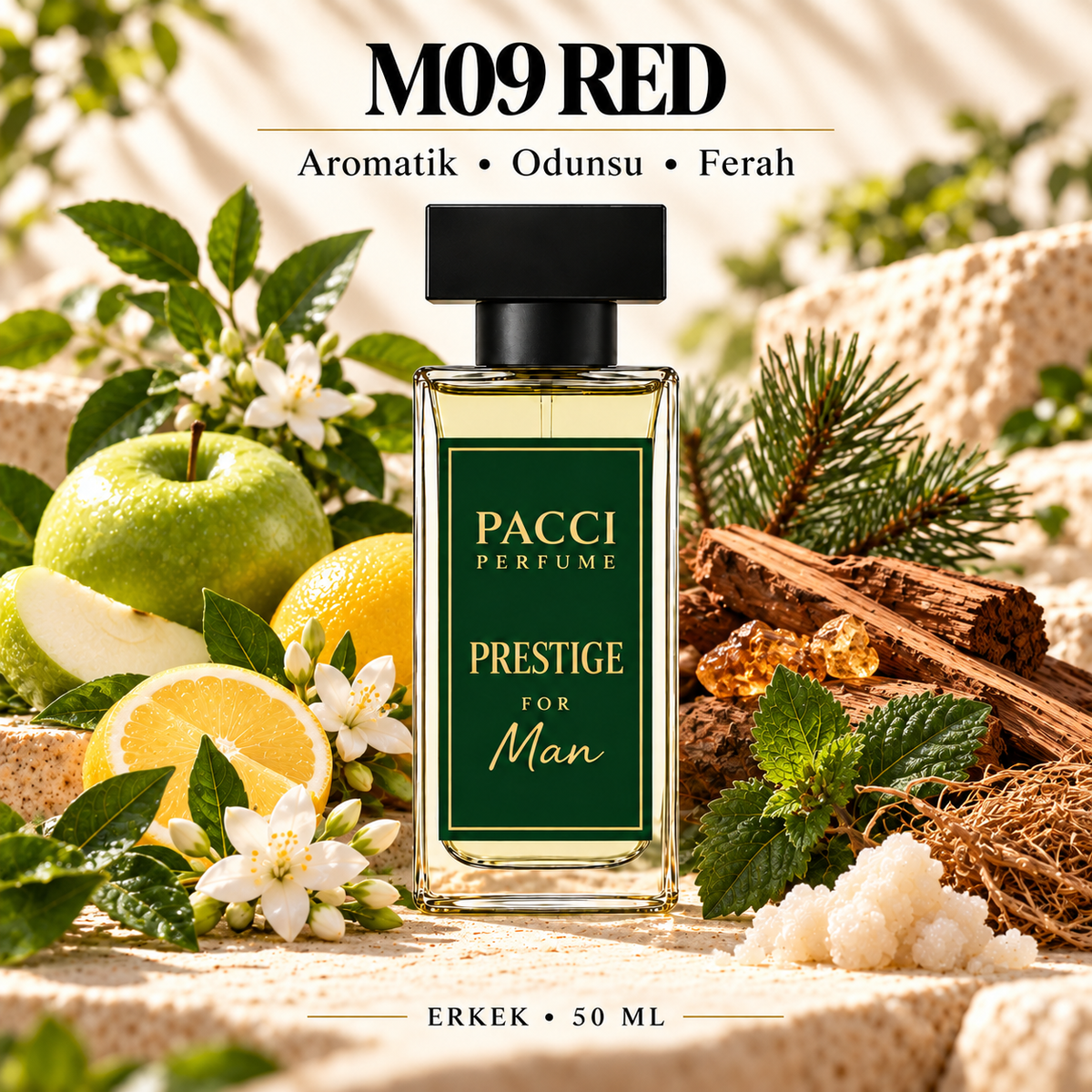 Lacoste Red esintili PACCI M09 erkek parfümü 50 ML