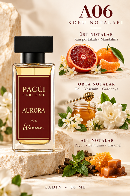 PACCI A06 kadın parfümü – gardenya, bal ve paçuli notaları