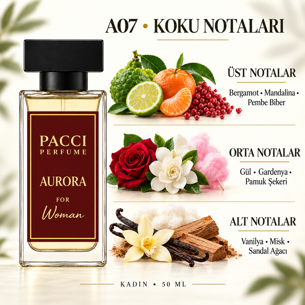 PACCI A07 kadın parfümü – pembe biber, gardenya ve vanilya notaları