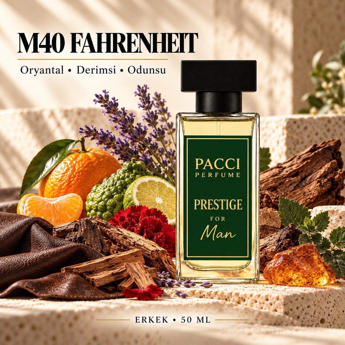 Dior Fahrenheit esintili PACCI M40 erkek parfümü 50 ML