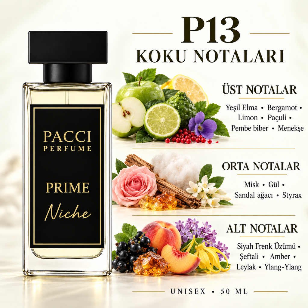 PACCI P13 niche unisex parfüm – bergamot, ananas ve huş ağacı notaları
