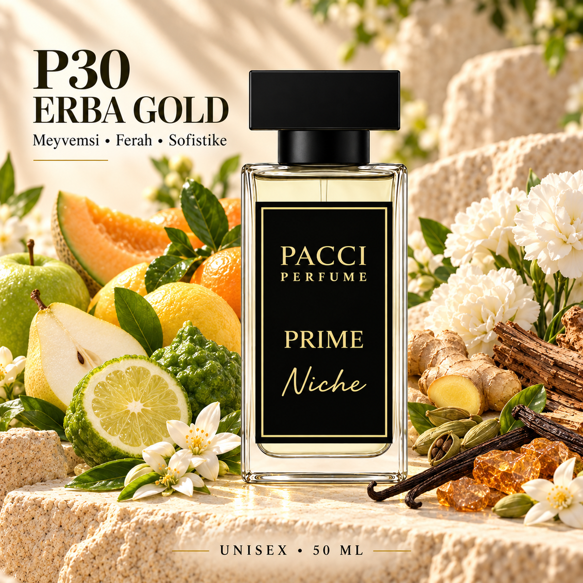 Xerjoff Erba Gold esintili PACCI P30 niche unisex parfüm 50 ML