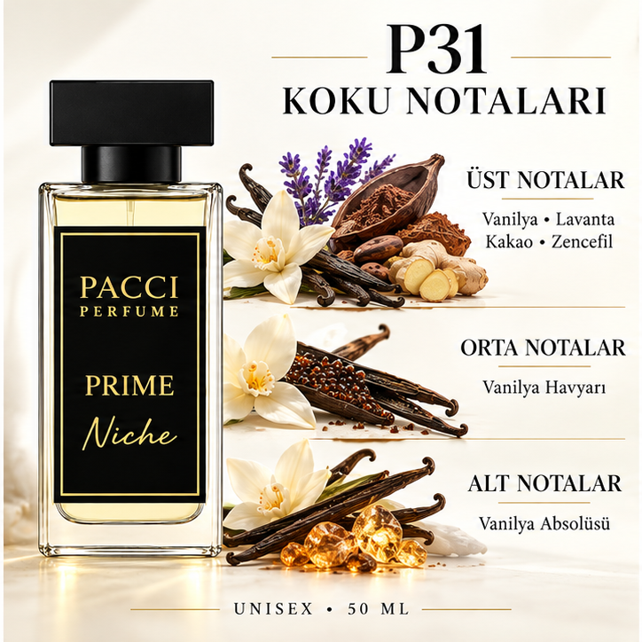 PACCI P31 niche unisex parfüm – vanilya ve lavanta notaları