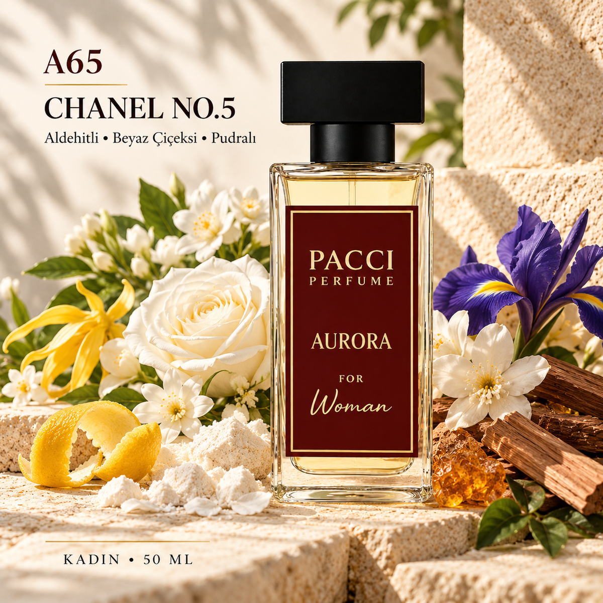 Chanel No 5 esintili PACCI A65 kadın parfümü 50 ML