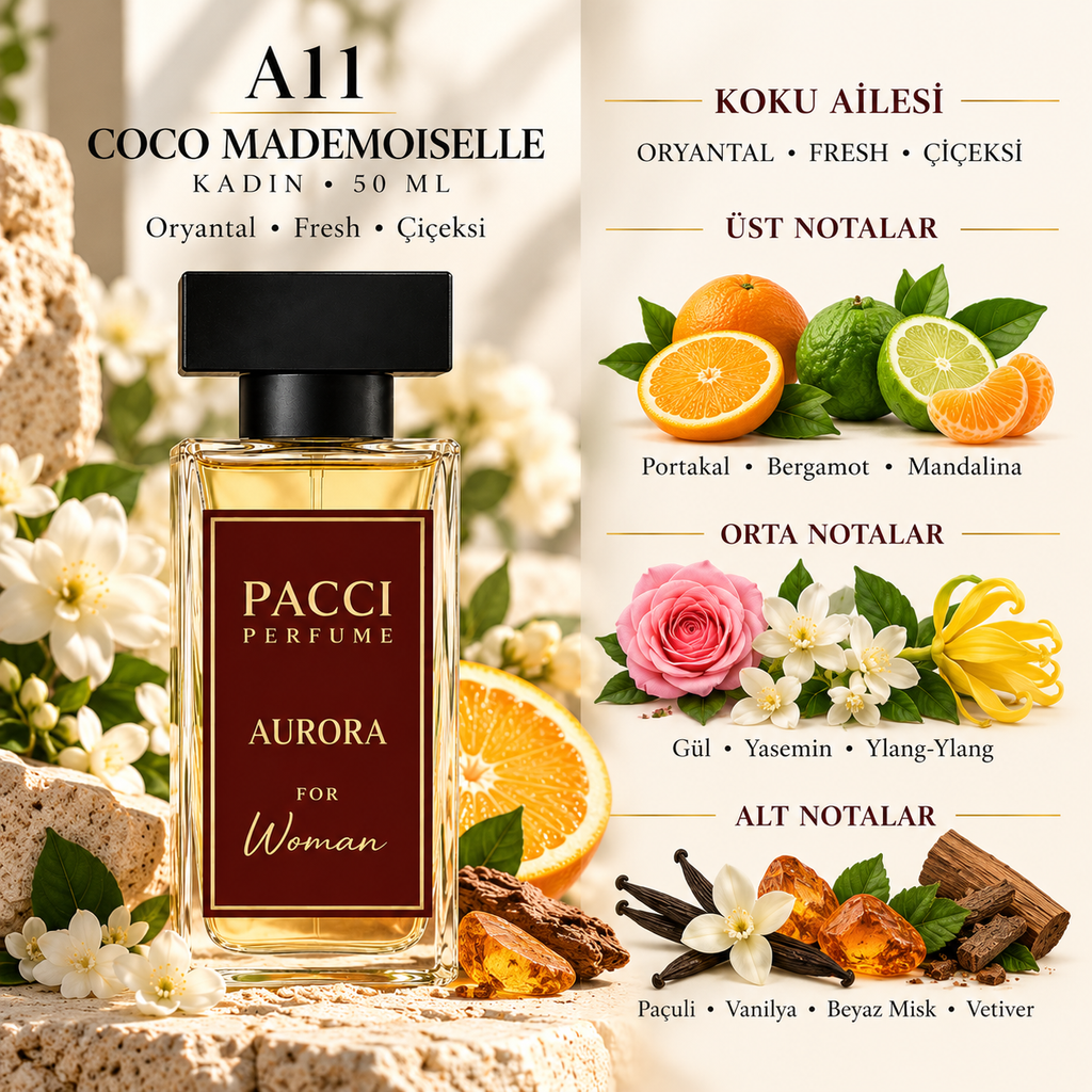 PACCI A11 kadın parfümü – portakal, yasemin ve paçuli notaları