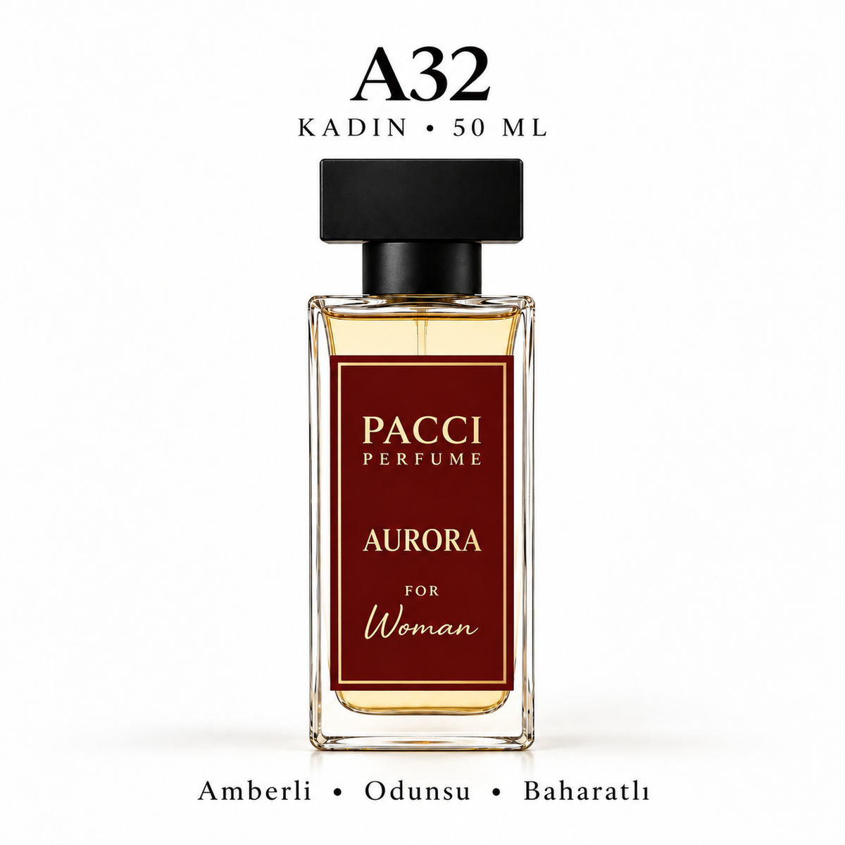 PACCI A32 Kadın Parfümü 50 ML – Amberli • Odunsu • Baharatlı