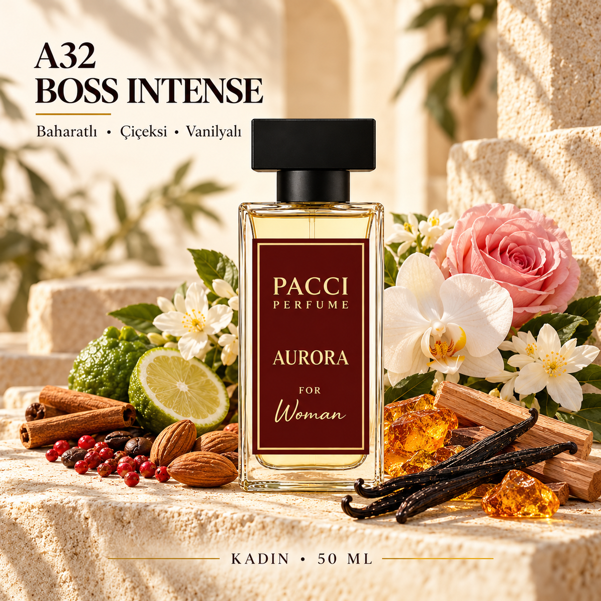 Hugo Boss Boss Intense esintili PACCI A32 kadın parfümü 50 ML