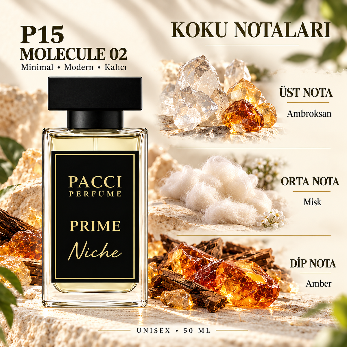PACCI P15 niche unisex parfüm – Ambroxan notası