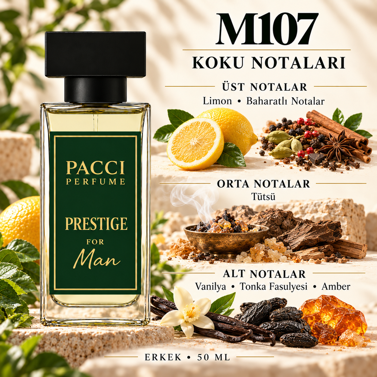Rabanne Invictus Victory esintili PACCI M107 erkek parfümü 50 ML