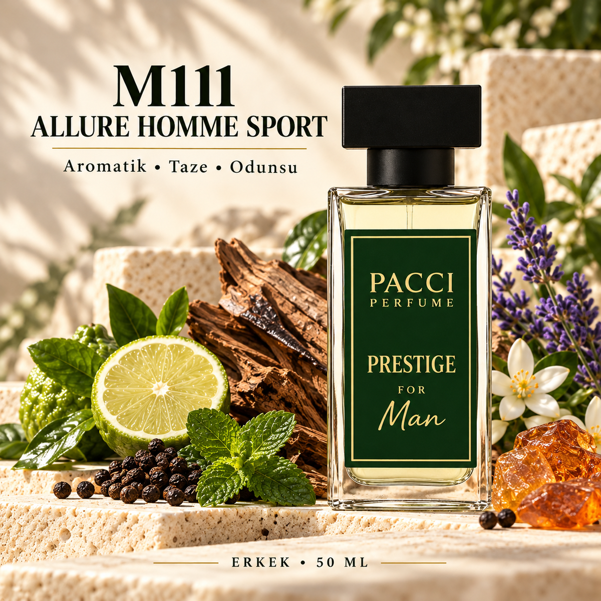 Chanel Allure Homme Sport esintili PACCI M111 erkek parfümü 50 ML
