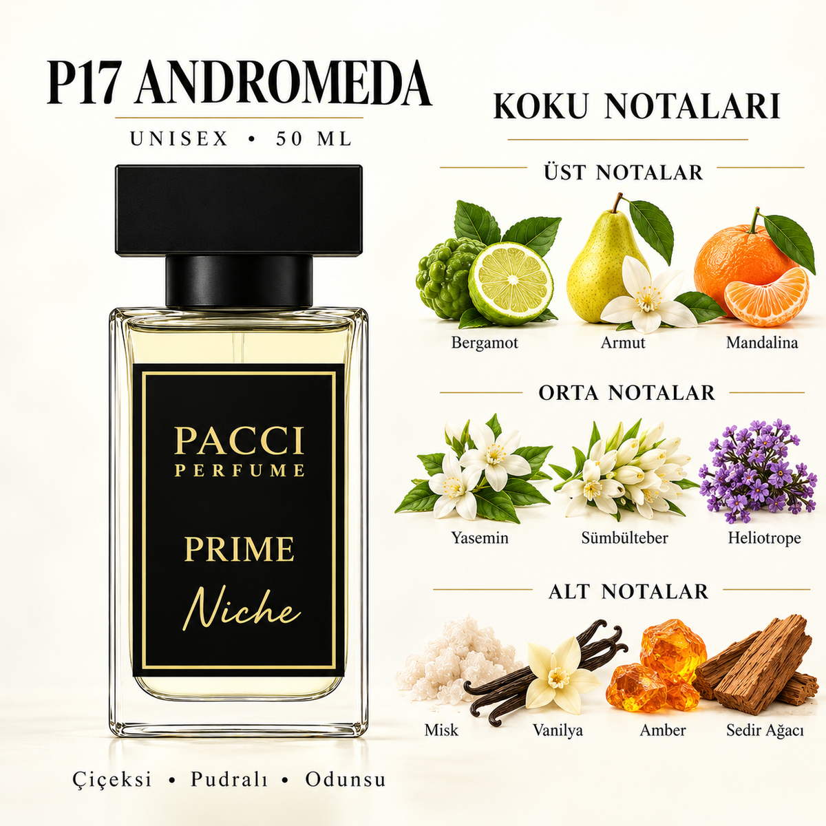 PACCI P17 niche unisex parfüm – ylang-ylang, şeftali ve vanilya notaları