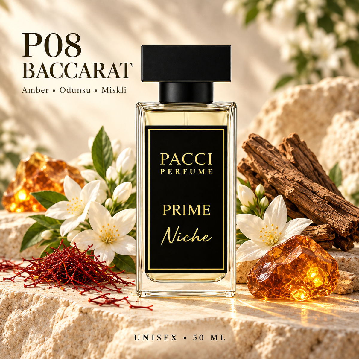 Baccarat Rouge 540 esintili PACCI P08 niche unisex parfüm 50 ML
