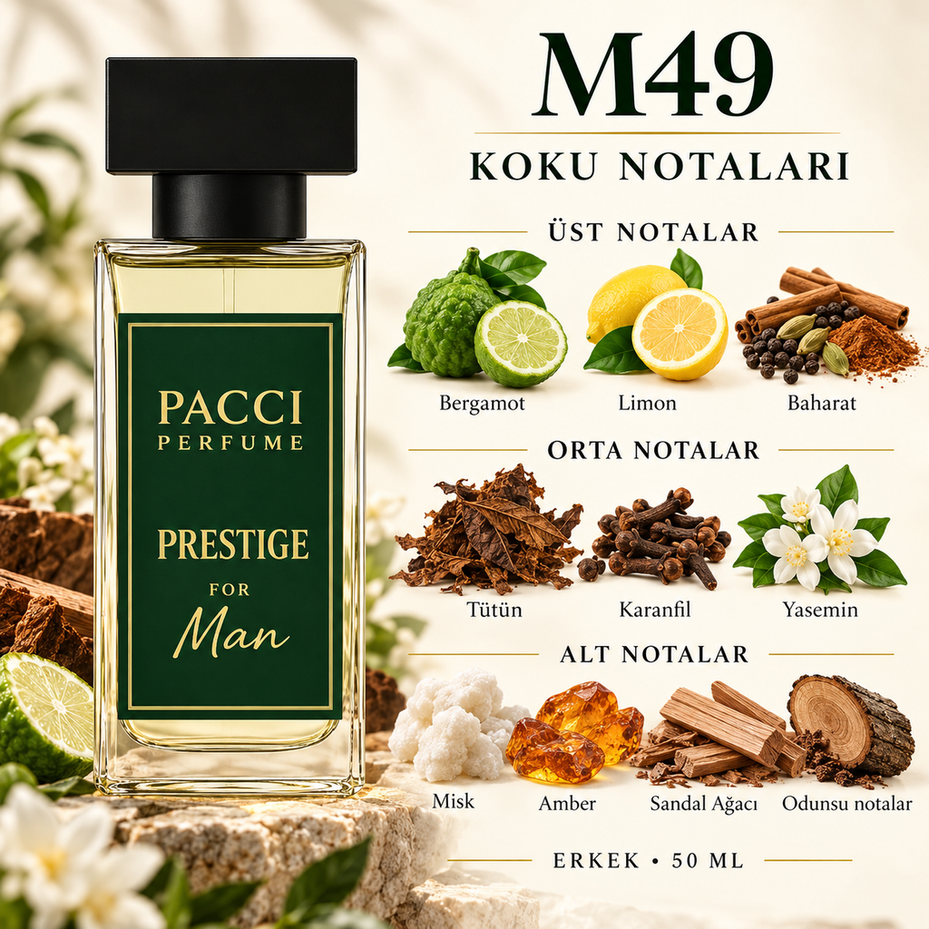 PACCI M49 erkek parfümü – anason, lavanta ve vanilya notaları