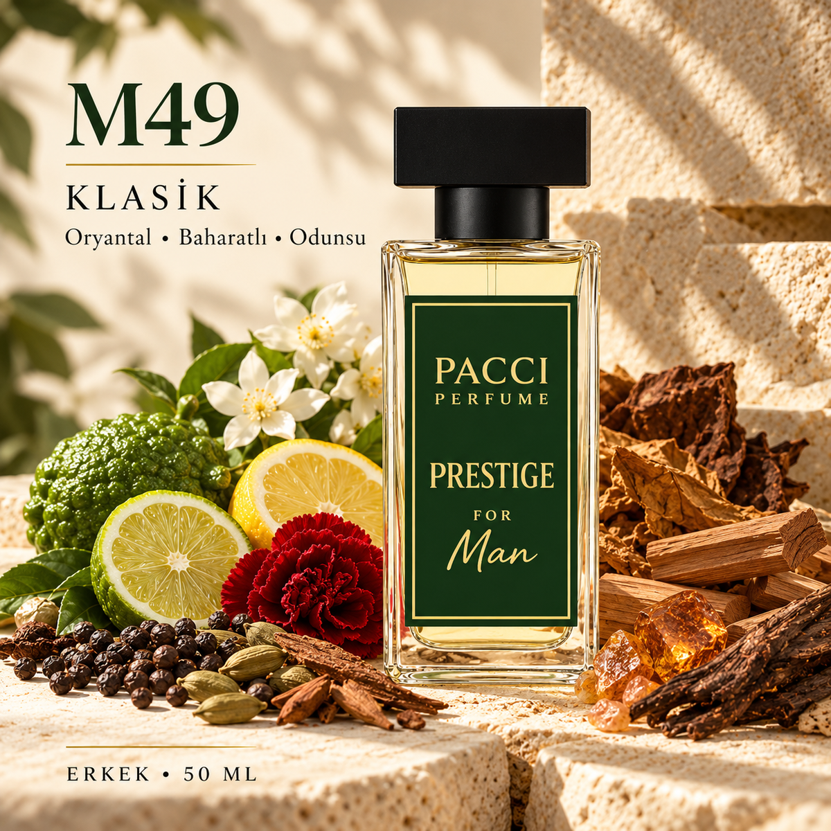 Jagler Classic esintili PACCI M49 erkek parfümü 50 ML