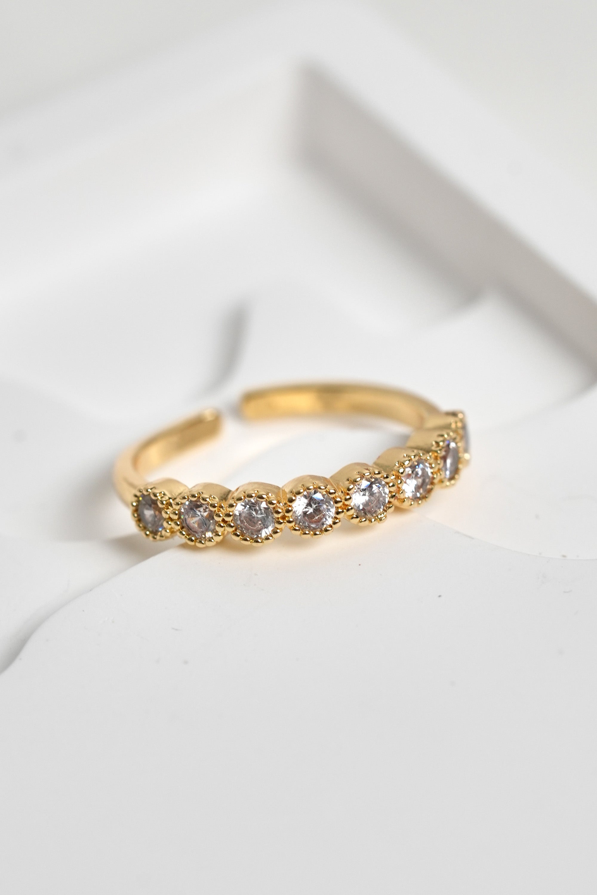 Kristal Taneleri 14K Altın Kaplama Vintage Yüzük