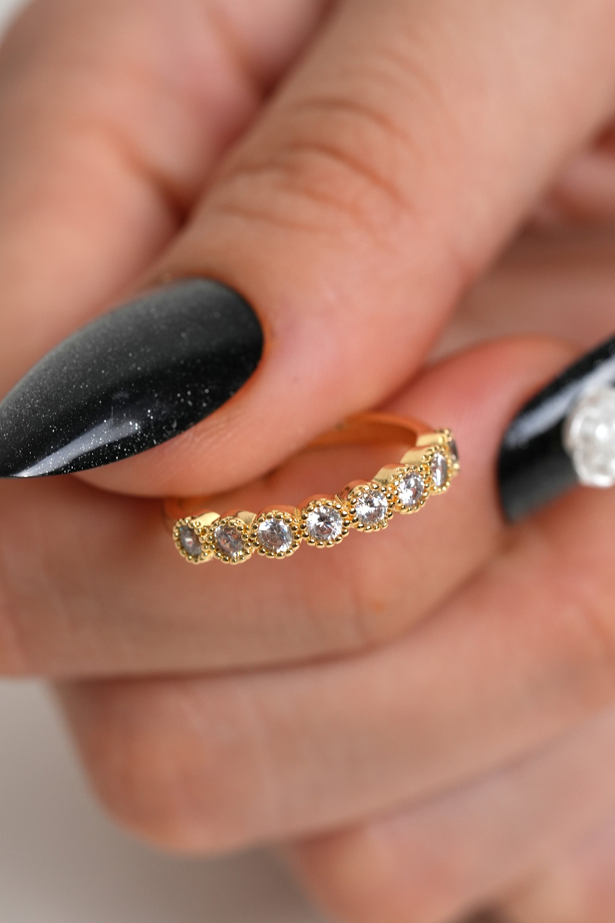 Kristal Taneleri 14K Altın Kaplama Vintage Yüzük