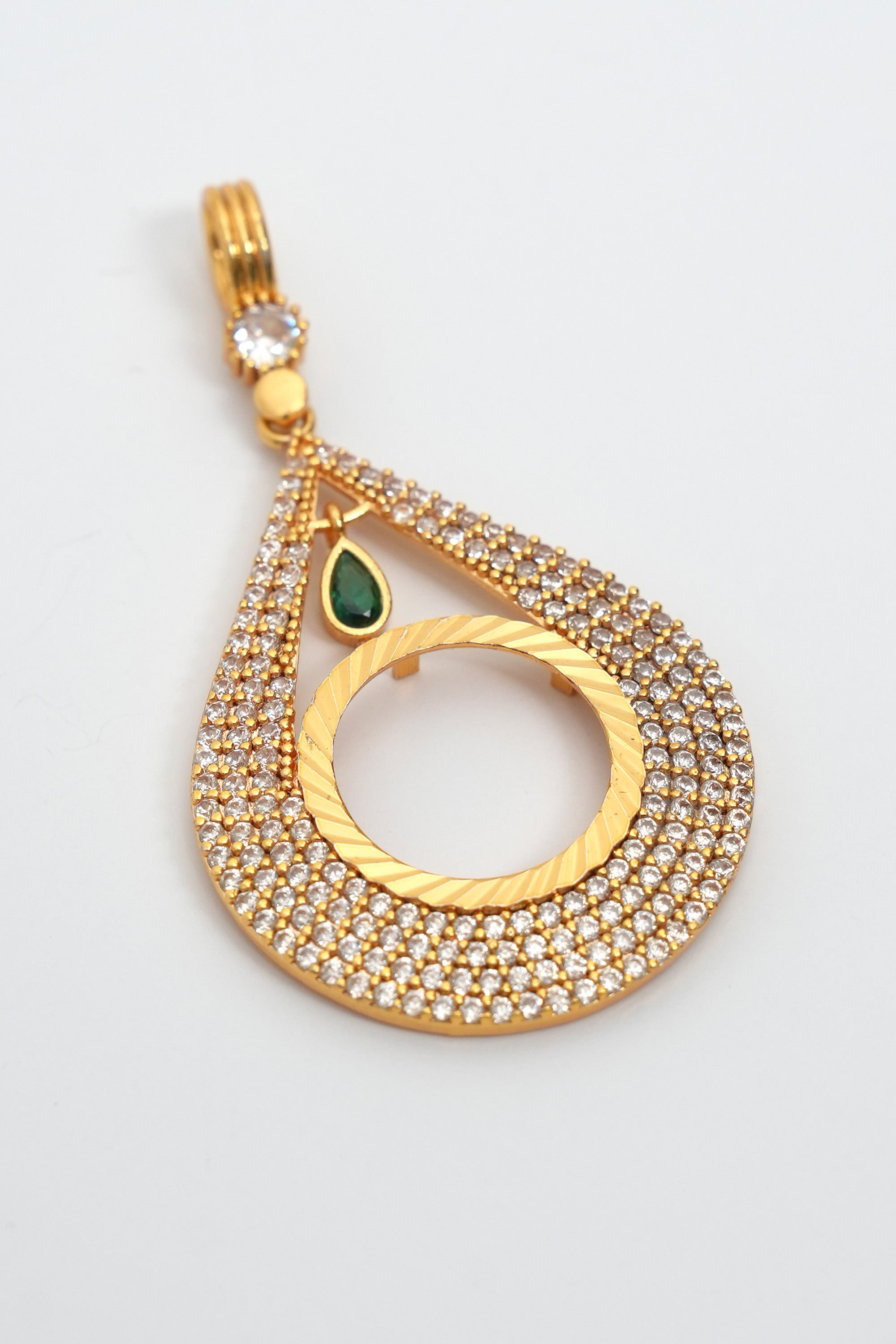 Asalet Damlası Zümrüt 22K Altın Kaplama Kolye Ucu