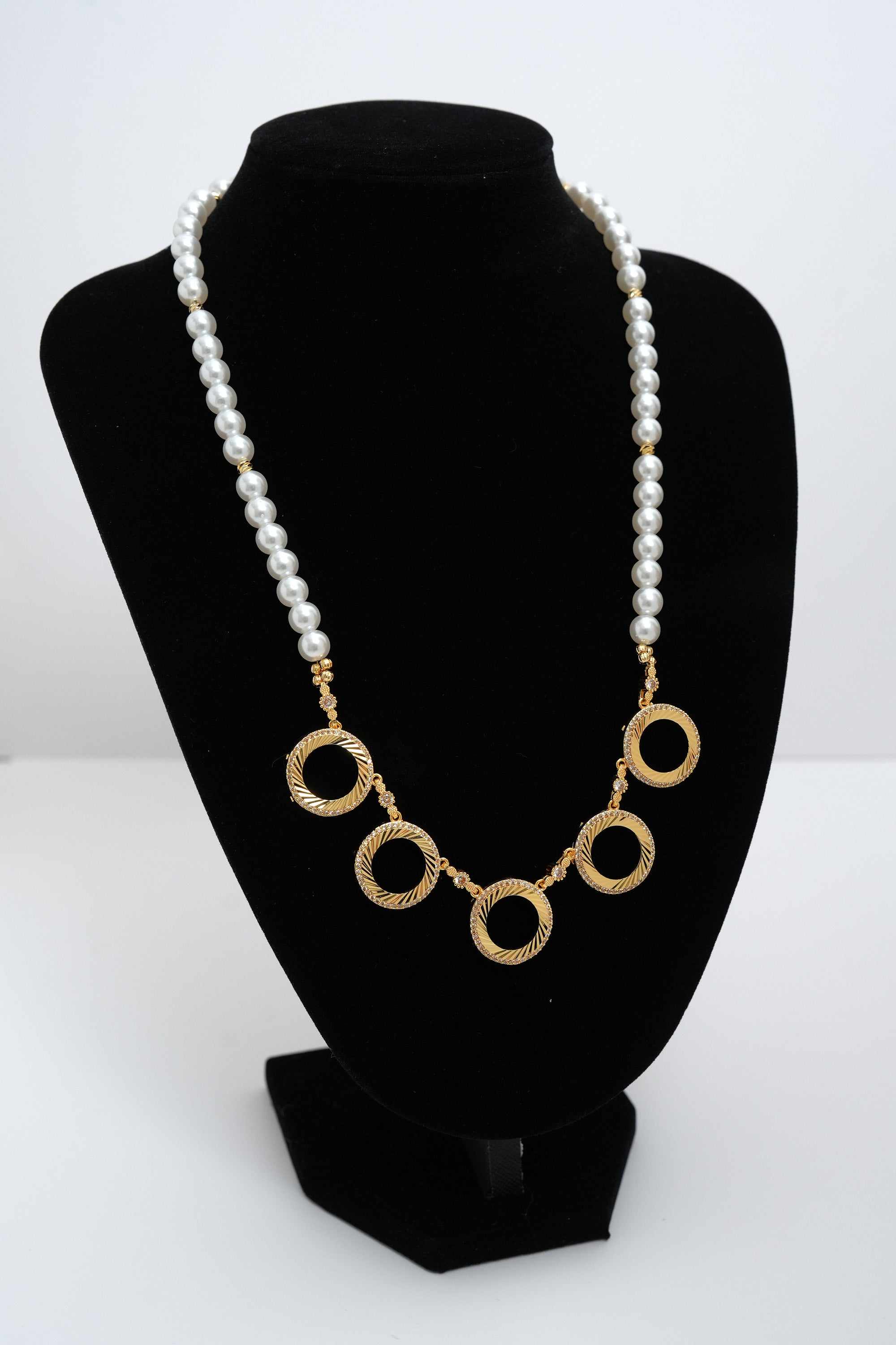 Atın İnci Halka Dizilimi 22K Altın Kaplama Kolye