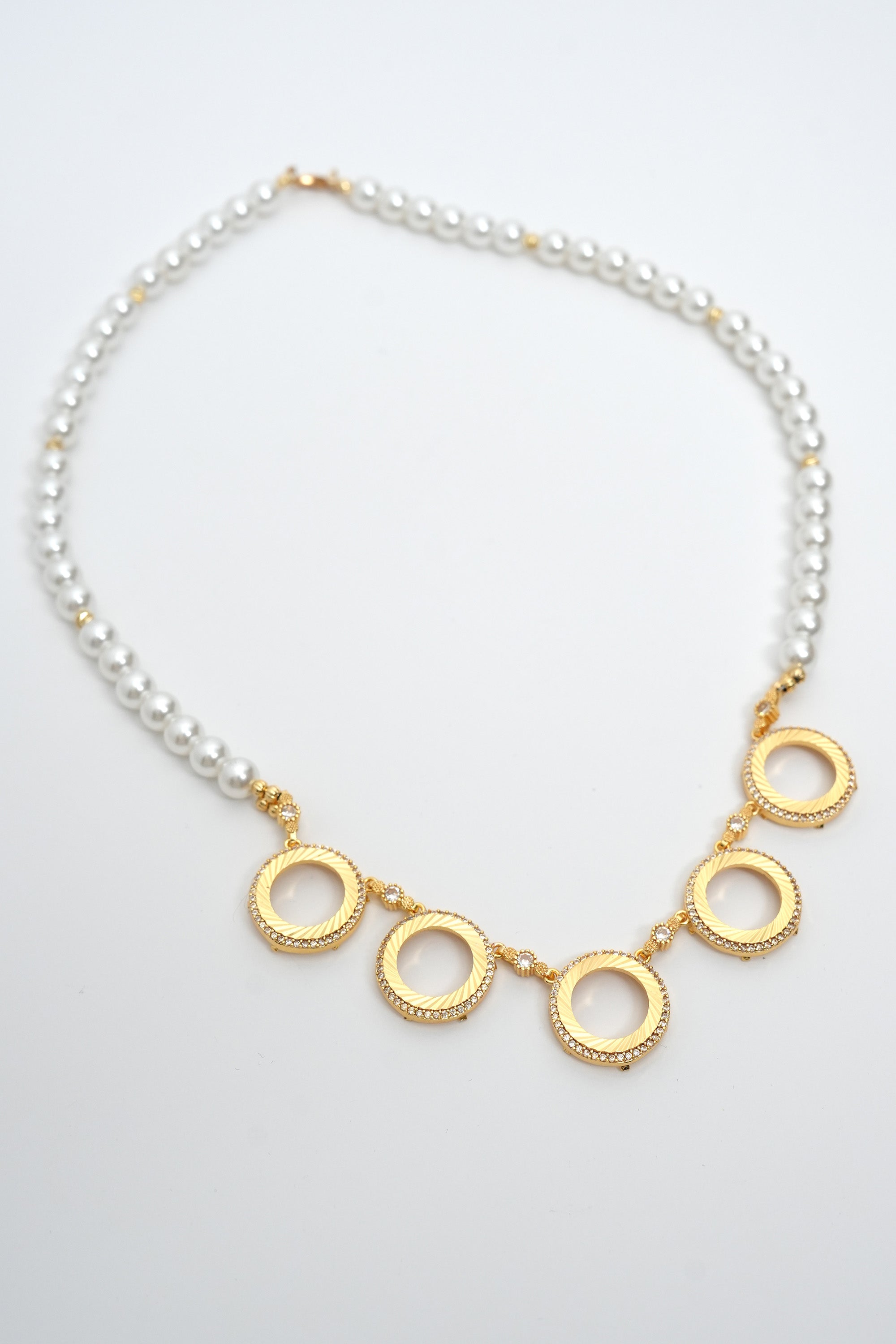 Atın İnci Halka Dizilimi 22K Altın Kaplama Kolye