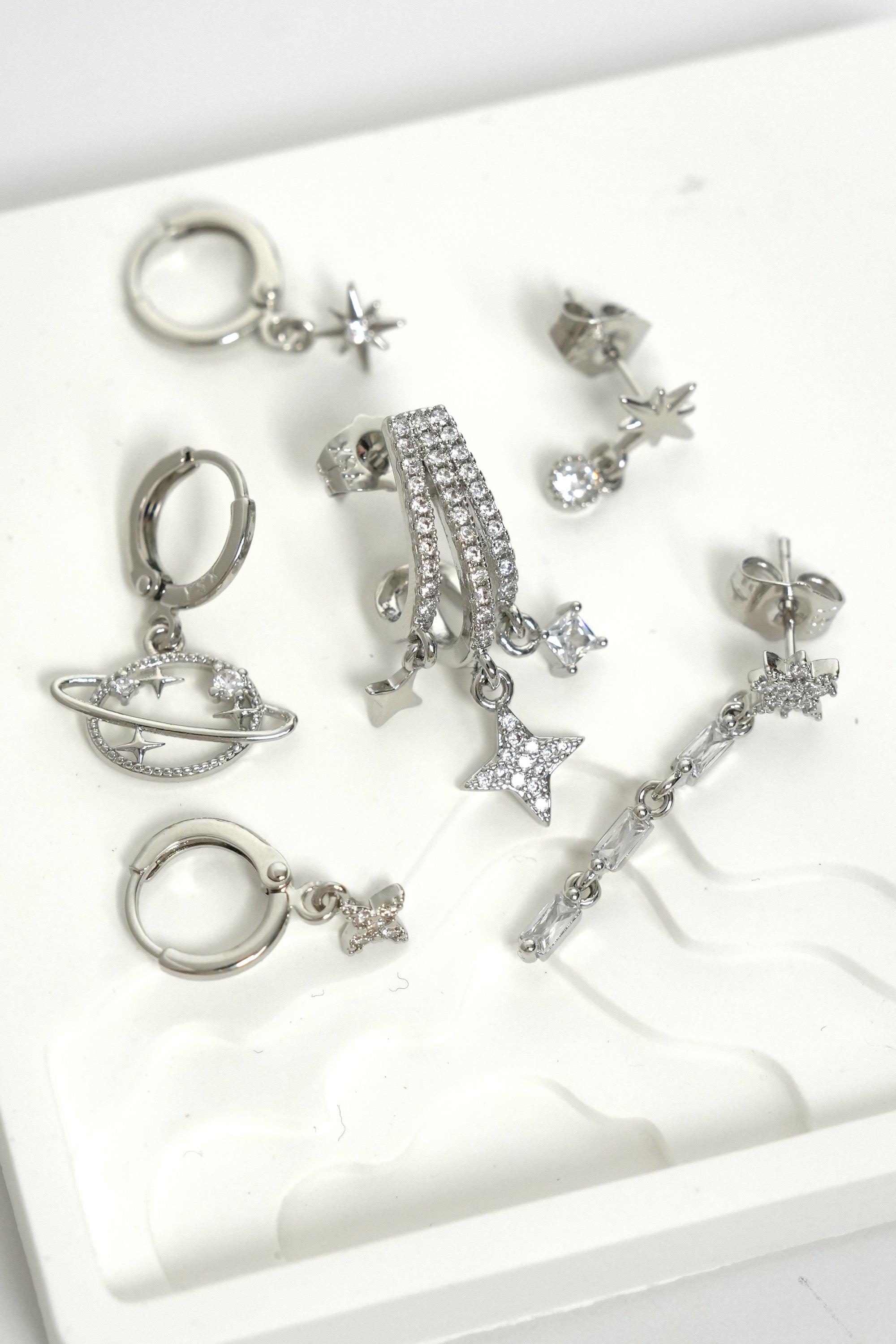 Gümüş Kozmik Işık Çoklu Luxe Küpe