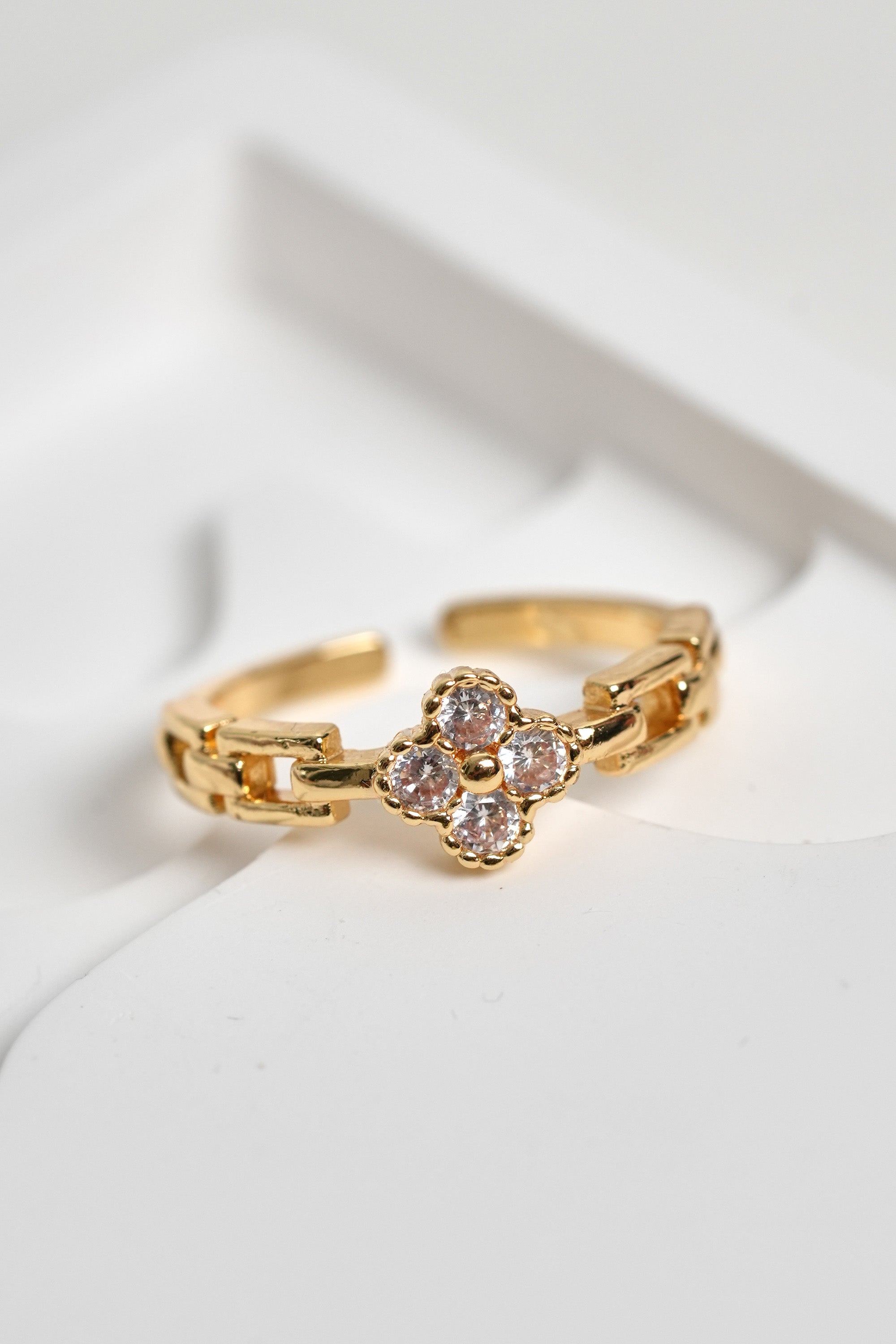 Işık Çiçeği 14K Altın Kaplama Vintage Yüzük