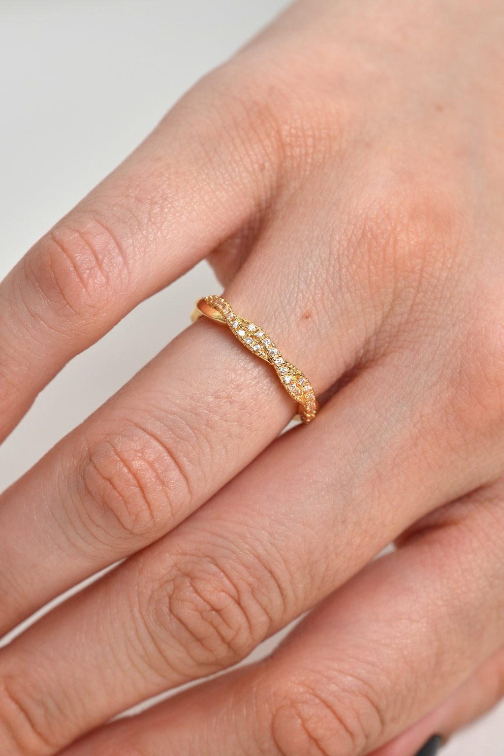 Sarmal Döngü 14K Altın Kaplama Vintage Yüzük