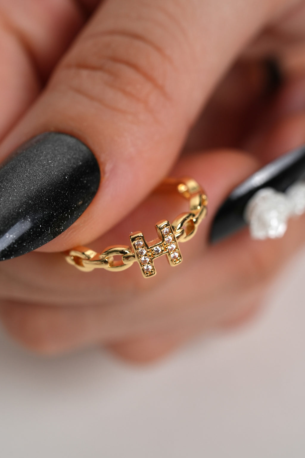 Harfi İmzası 14K Altın Kaplama Vintage Yüzük