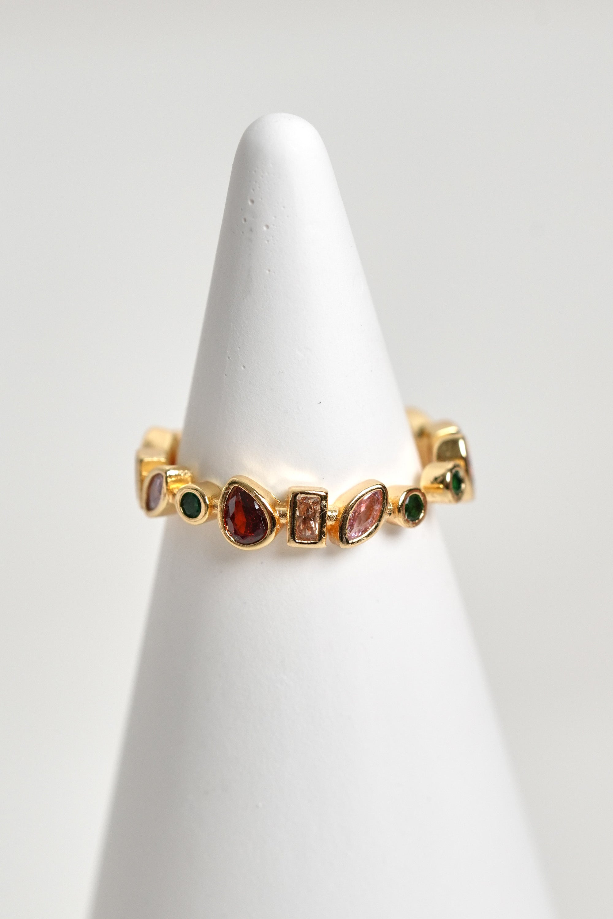 Renkli İstasyon 14K Altın Kaplama Vintage Yüzük