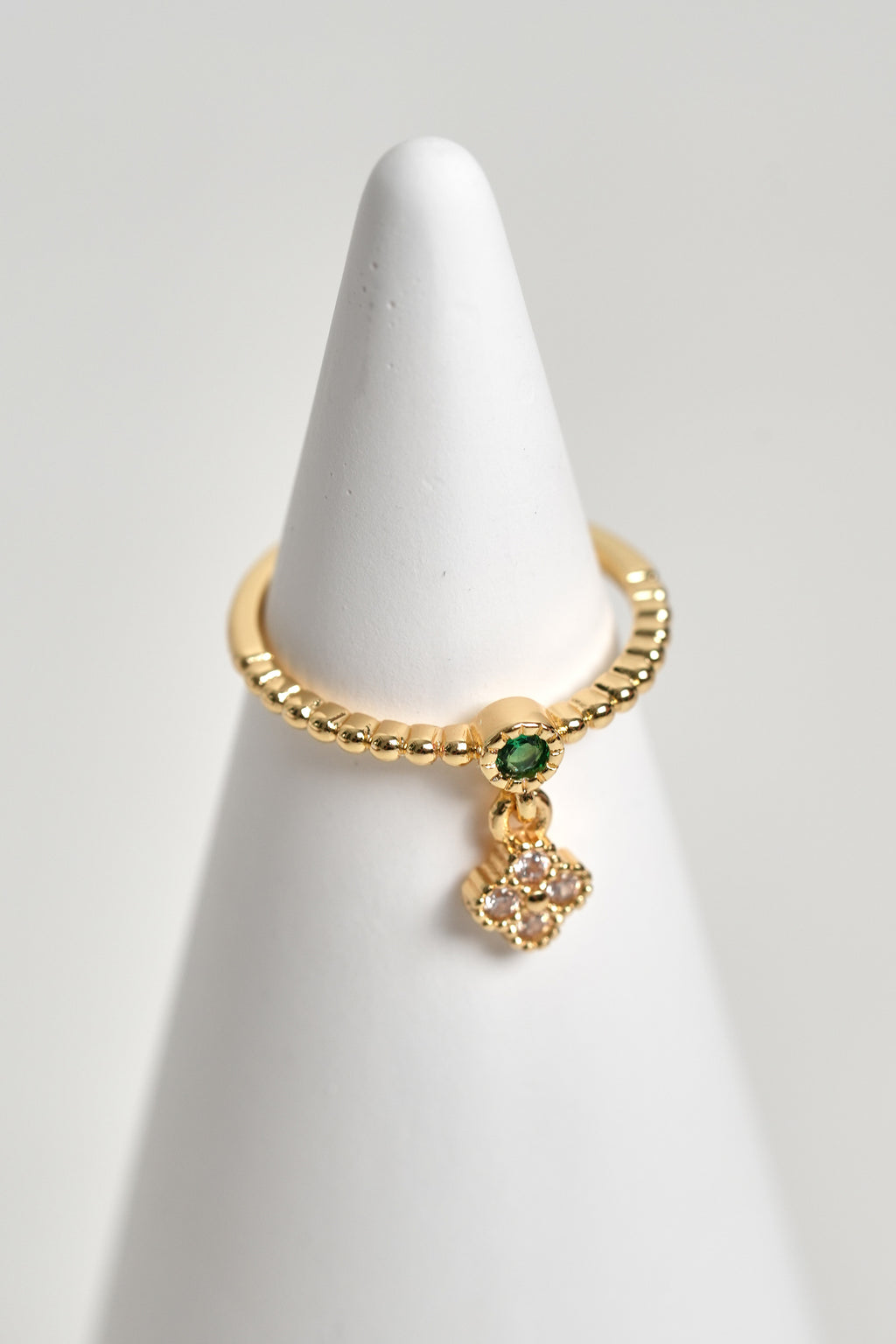 Zümrüt Dokunuş 14K Altın Kaplama Vintage Yüzük