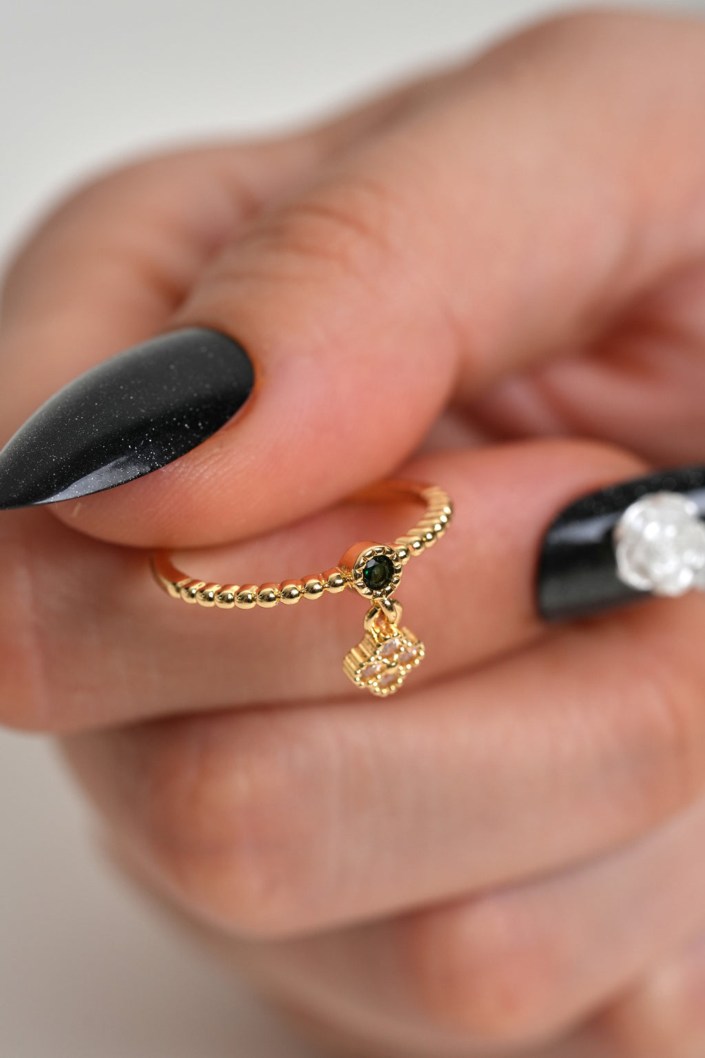 Zümrüt Dokunuş 14K Altın Kaplama Vintage Yüzük