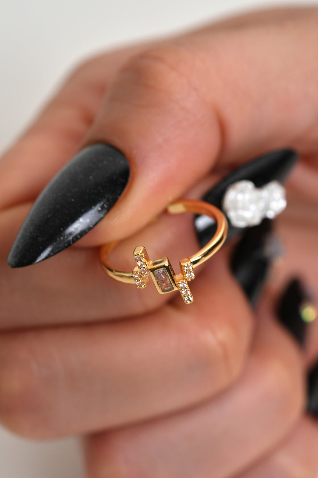 Kristal Eksen 14K Altın Kaplama Vintage Yüzük