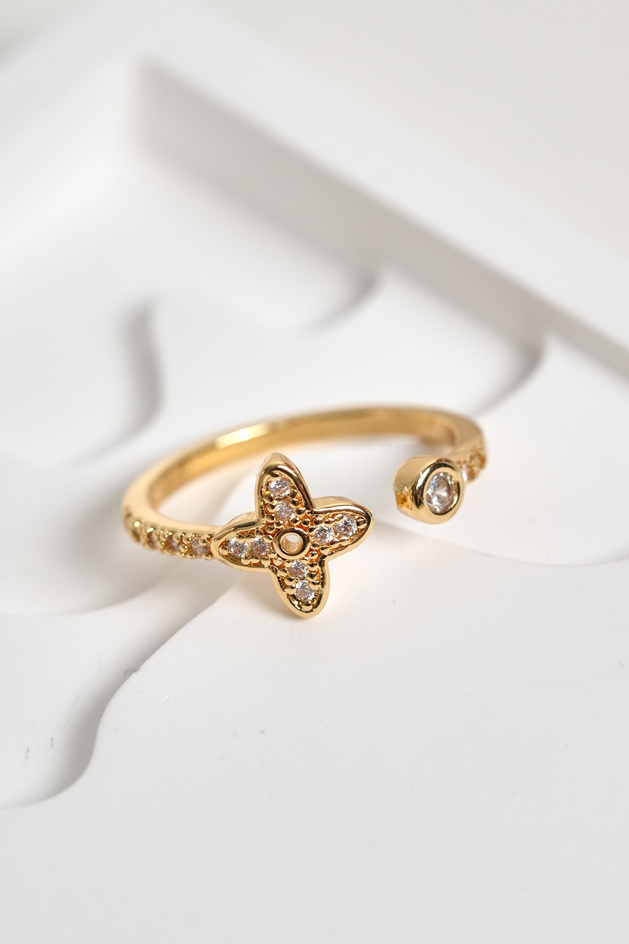 Çifte Şans 14K Altın Kaplama Vintage Yüzük