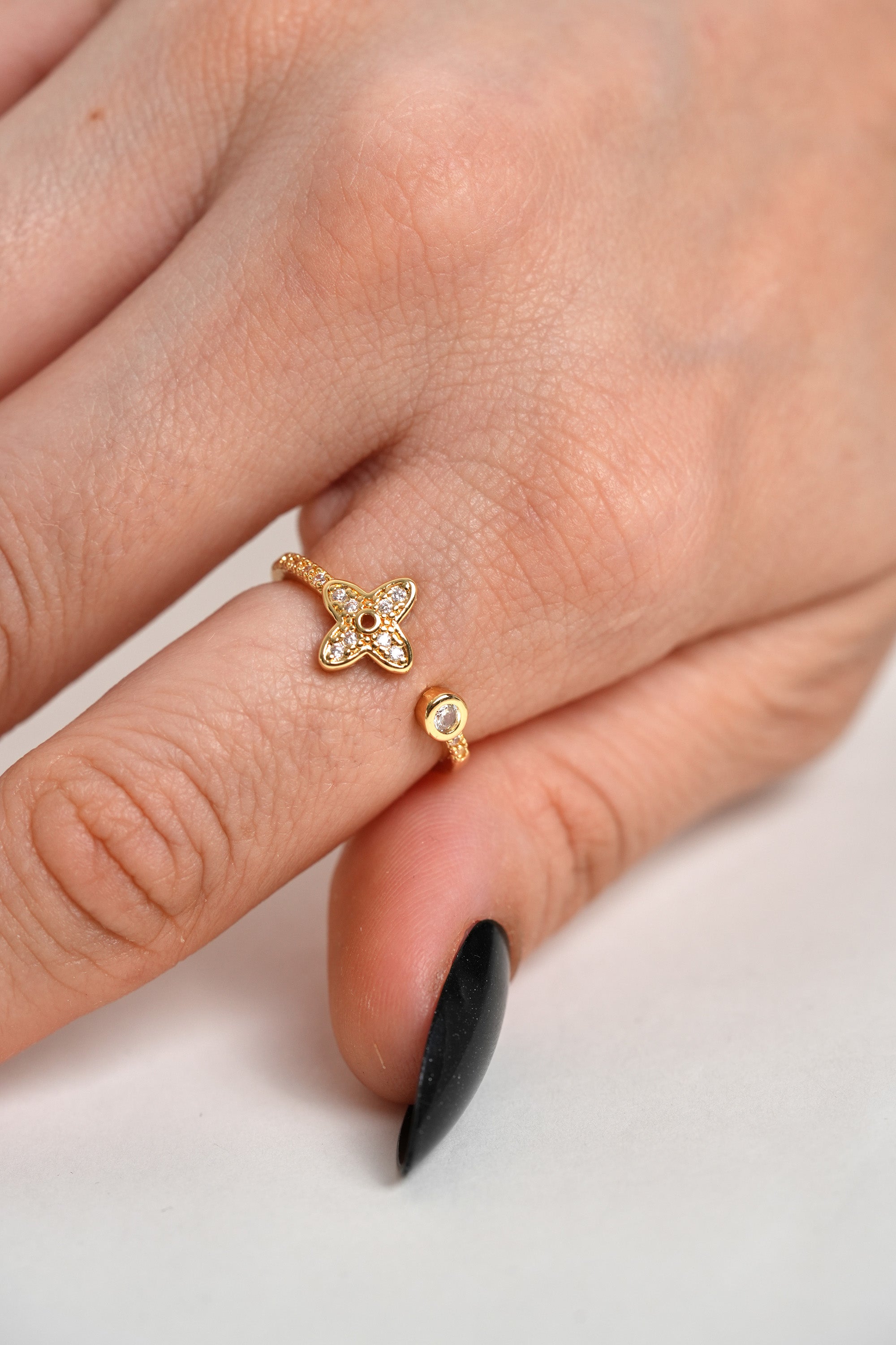 Çifte Şans 14K Altın Kaplama Vintage Yüzük