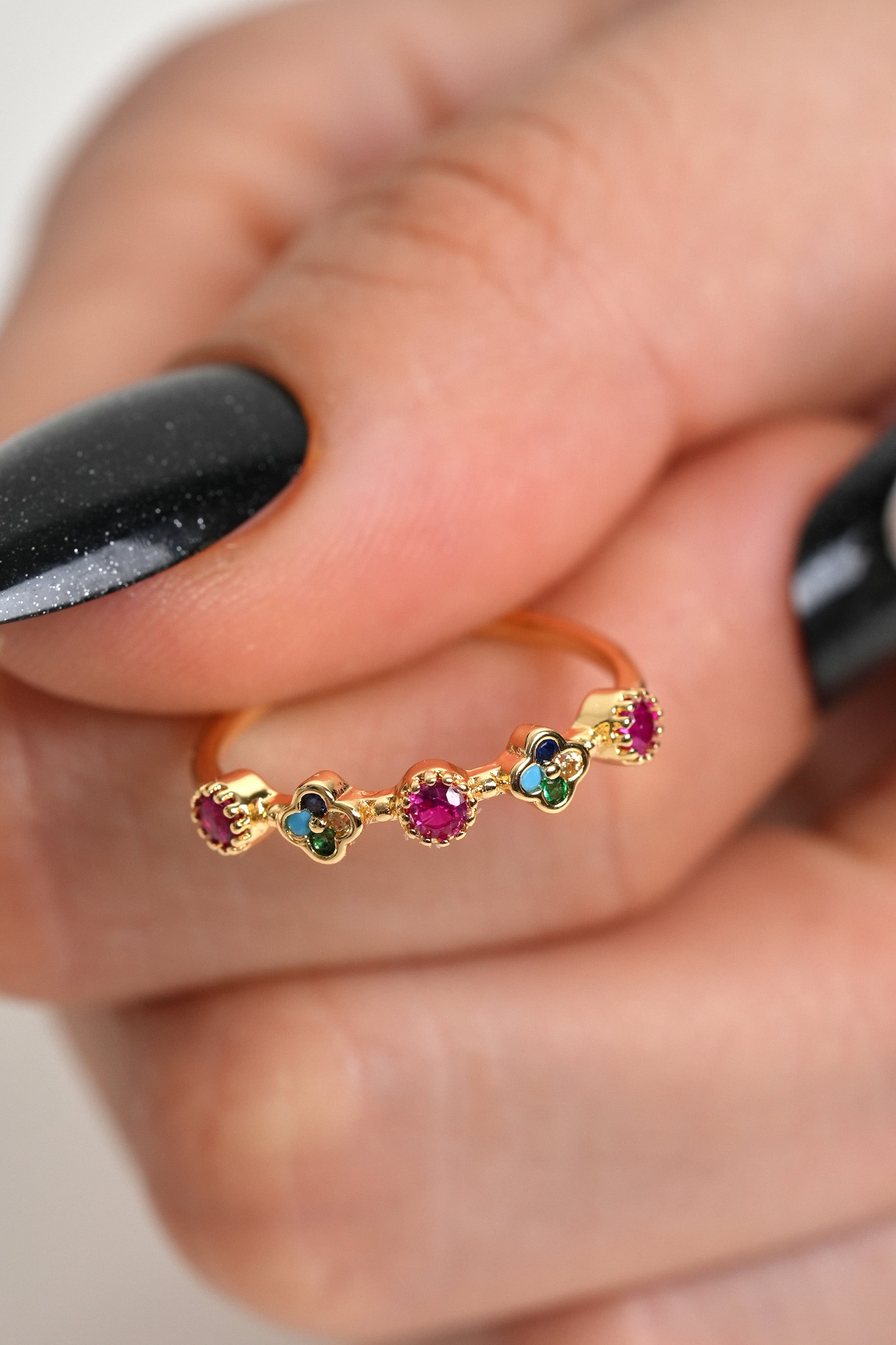 Konfeti Işıltısı 14K Altın Kaplama Vintage Yüzük