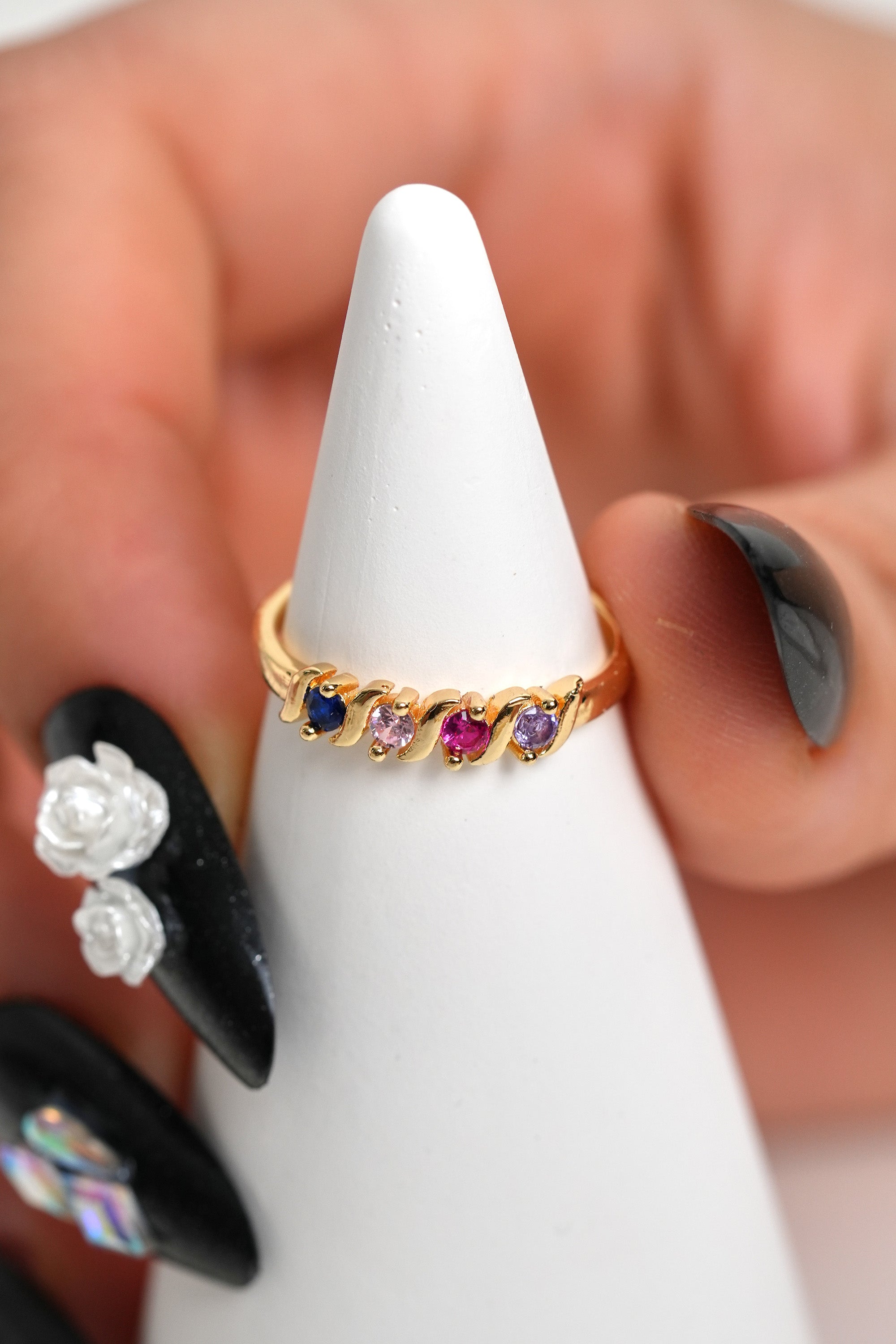 Prizma Işıltısı 14K Altın Kaplama Vintage Yüzük