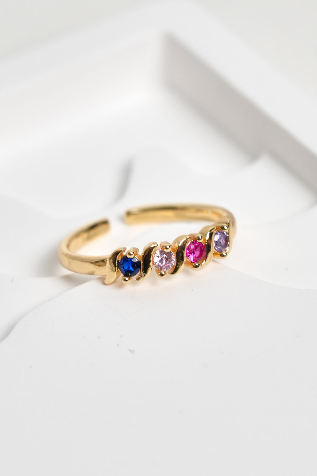 Prizma Işıltısı 14K Altın Kaplama Vintage Yüzük