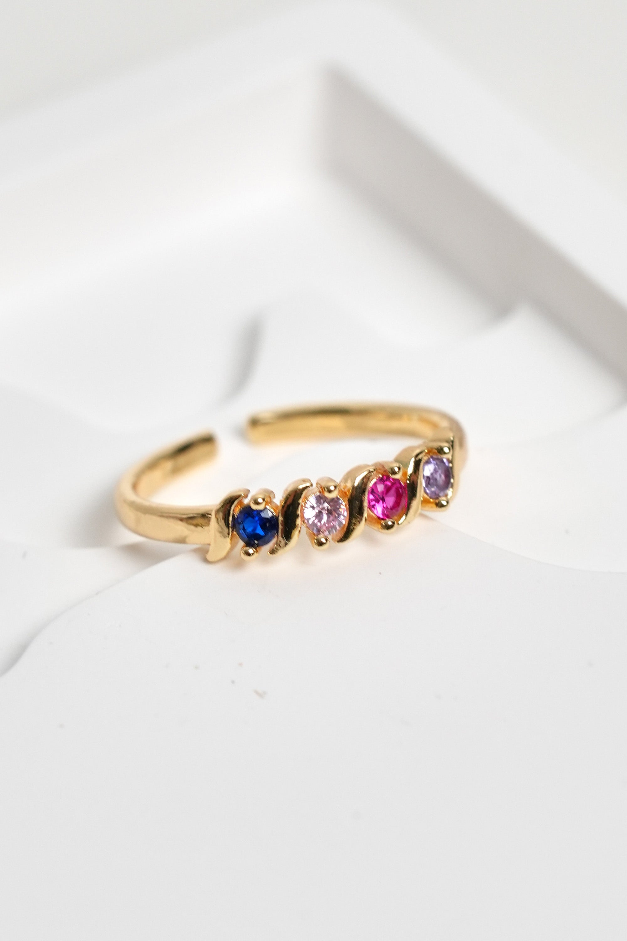 Prizma Işıltısı 14K Altın Kaplama Vintage Yüzük