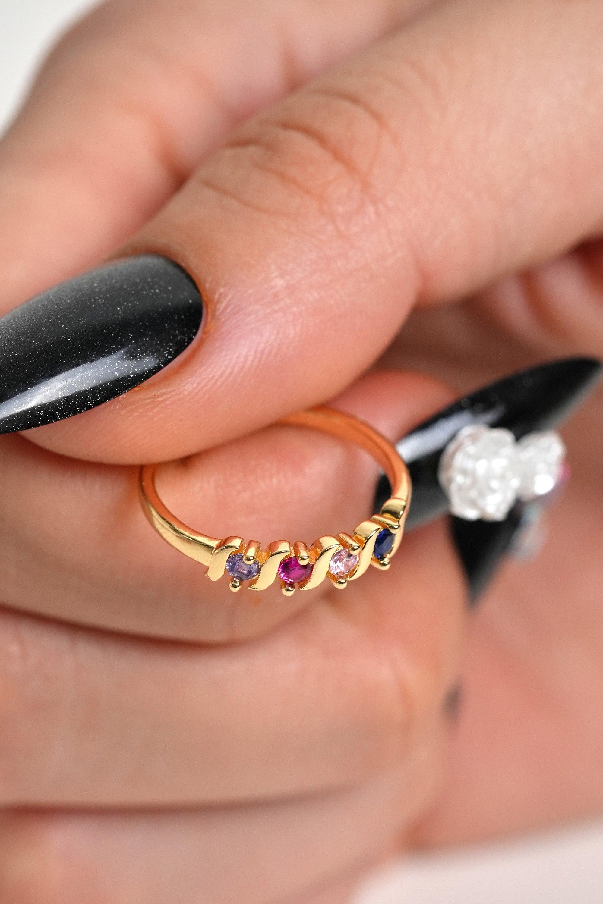 Prizma Işıltısı 14K Altın Kaplama Vintage Yüzük