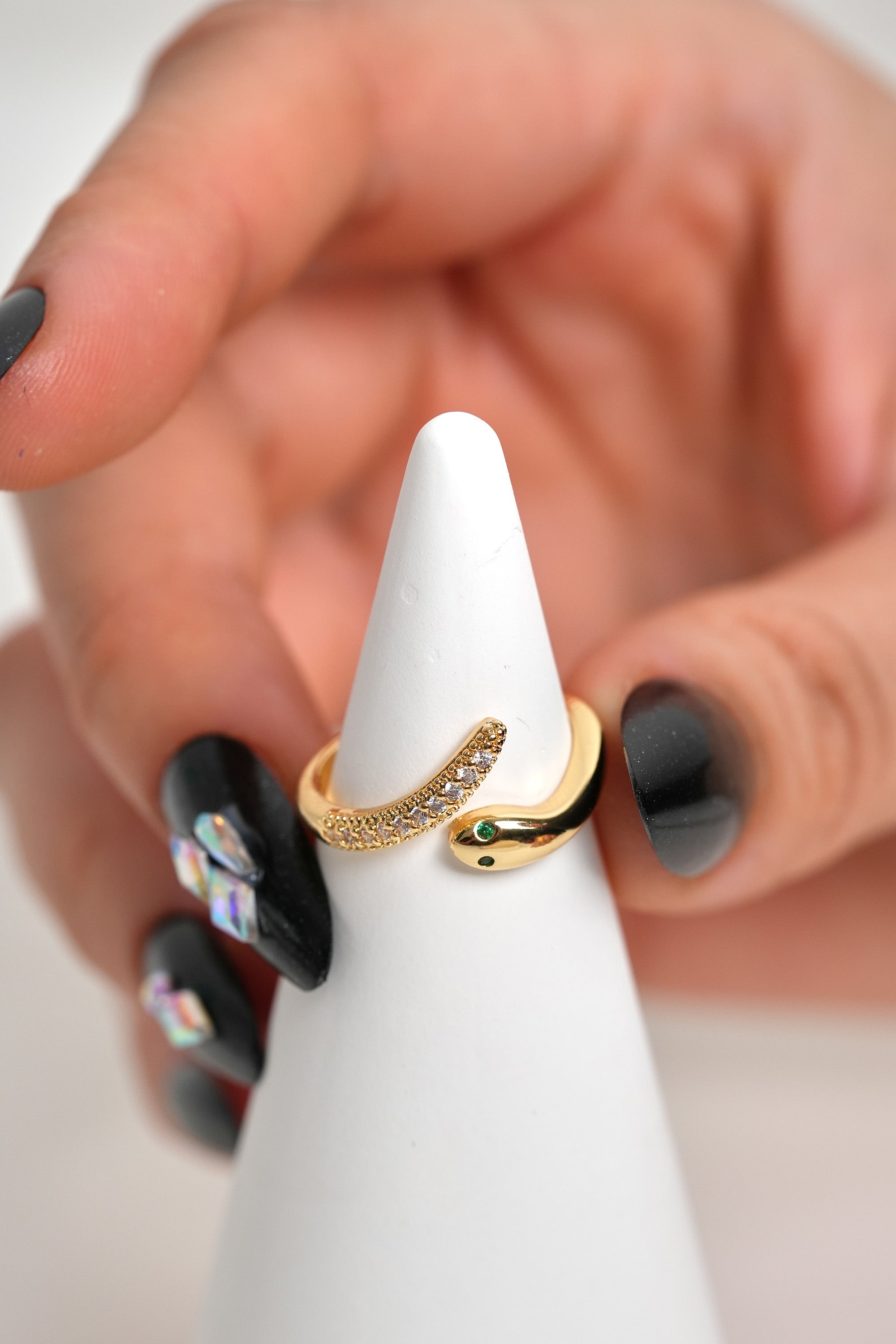 Yılan Işıltısı 14K Altın Kaplama Vintage Yüzük