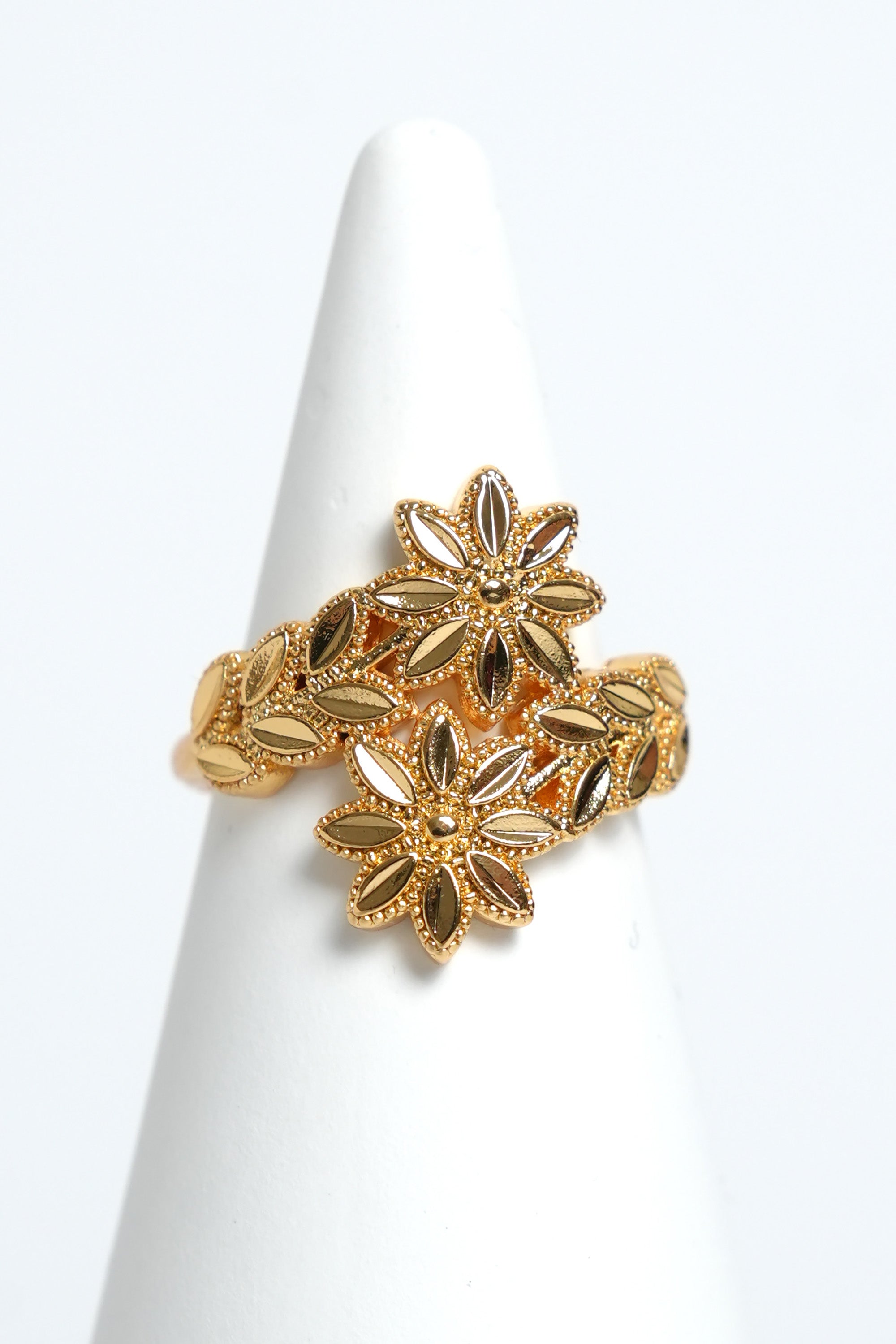 Altın Çiçek Tacı 22K Altın Kaplama Yüzük