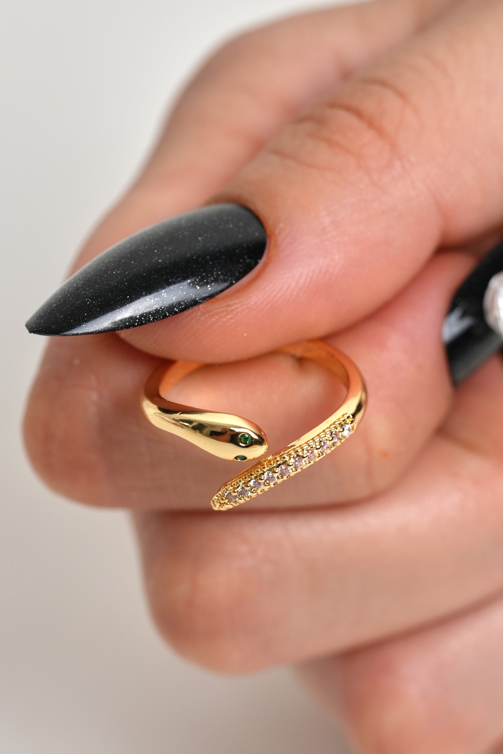 Yılan Işıltısı 14K Altın Kaplama Vintage Yüzük