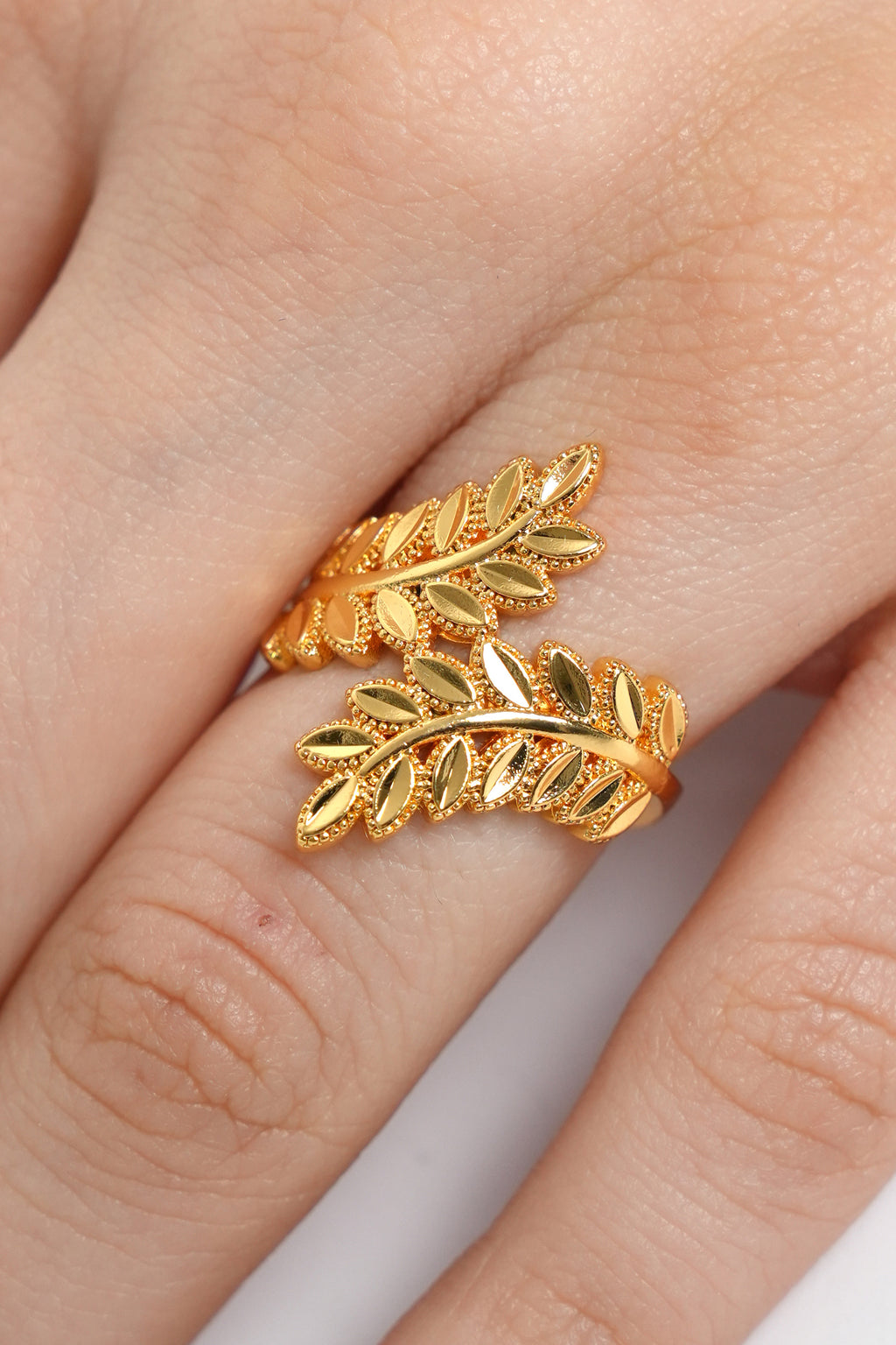 Altın Yaprak Yolu 22K Altın Kaplama Yüzük