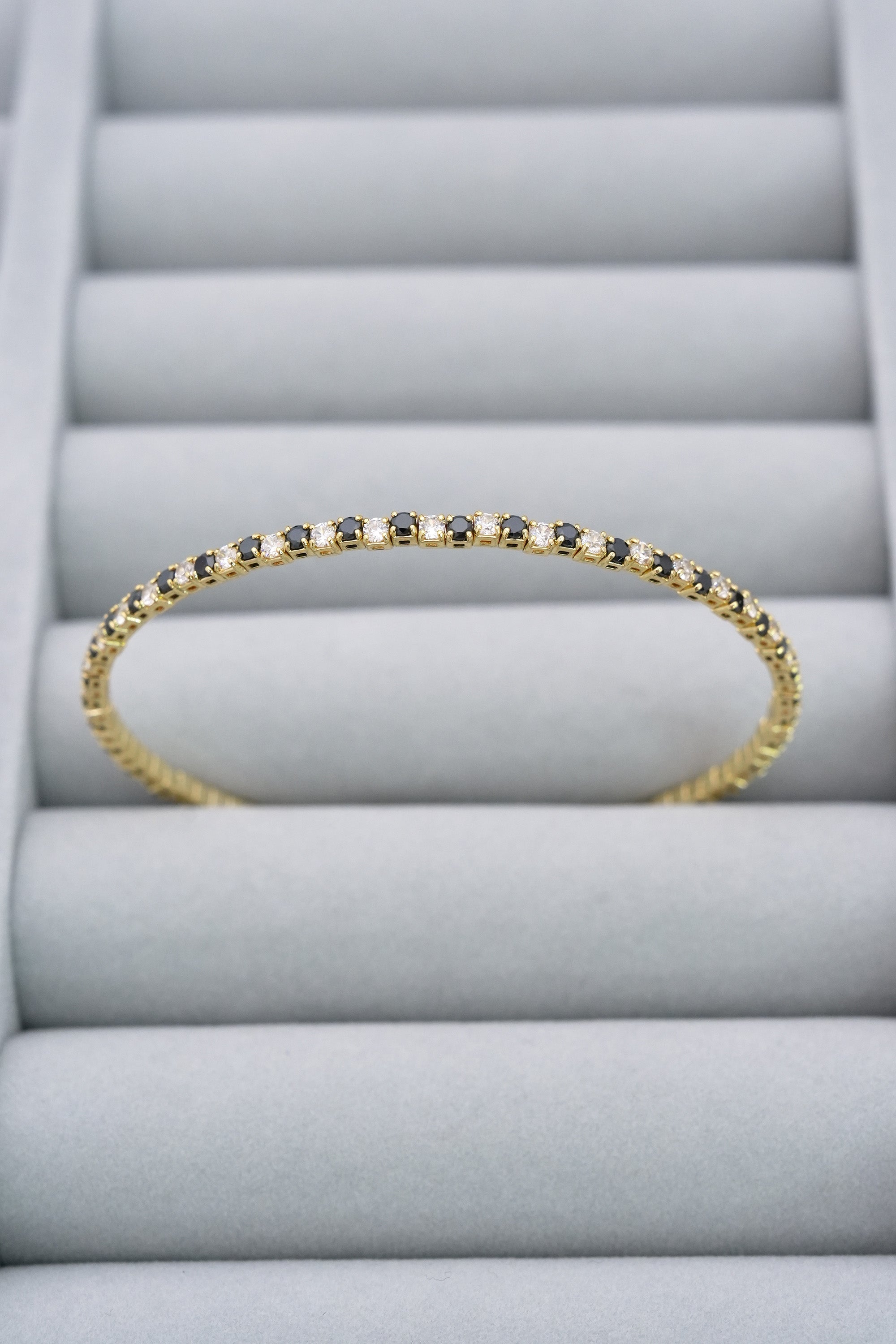 Noir Parıltı 14K Altın Kaplama Luxe Bileklik