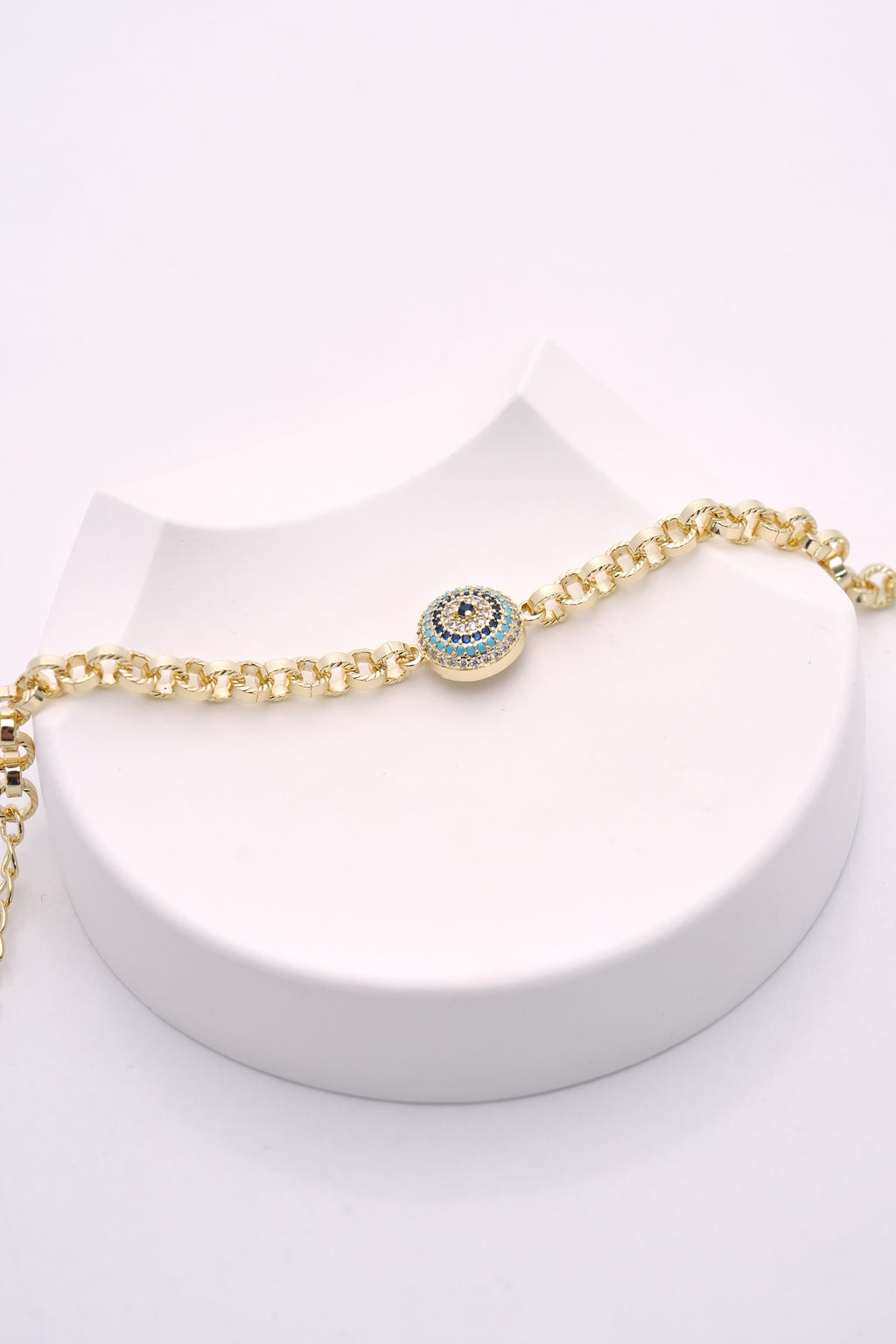 Güçlü Nazar 14K Altın Kaplama Luxe Bileklik