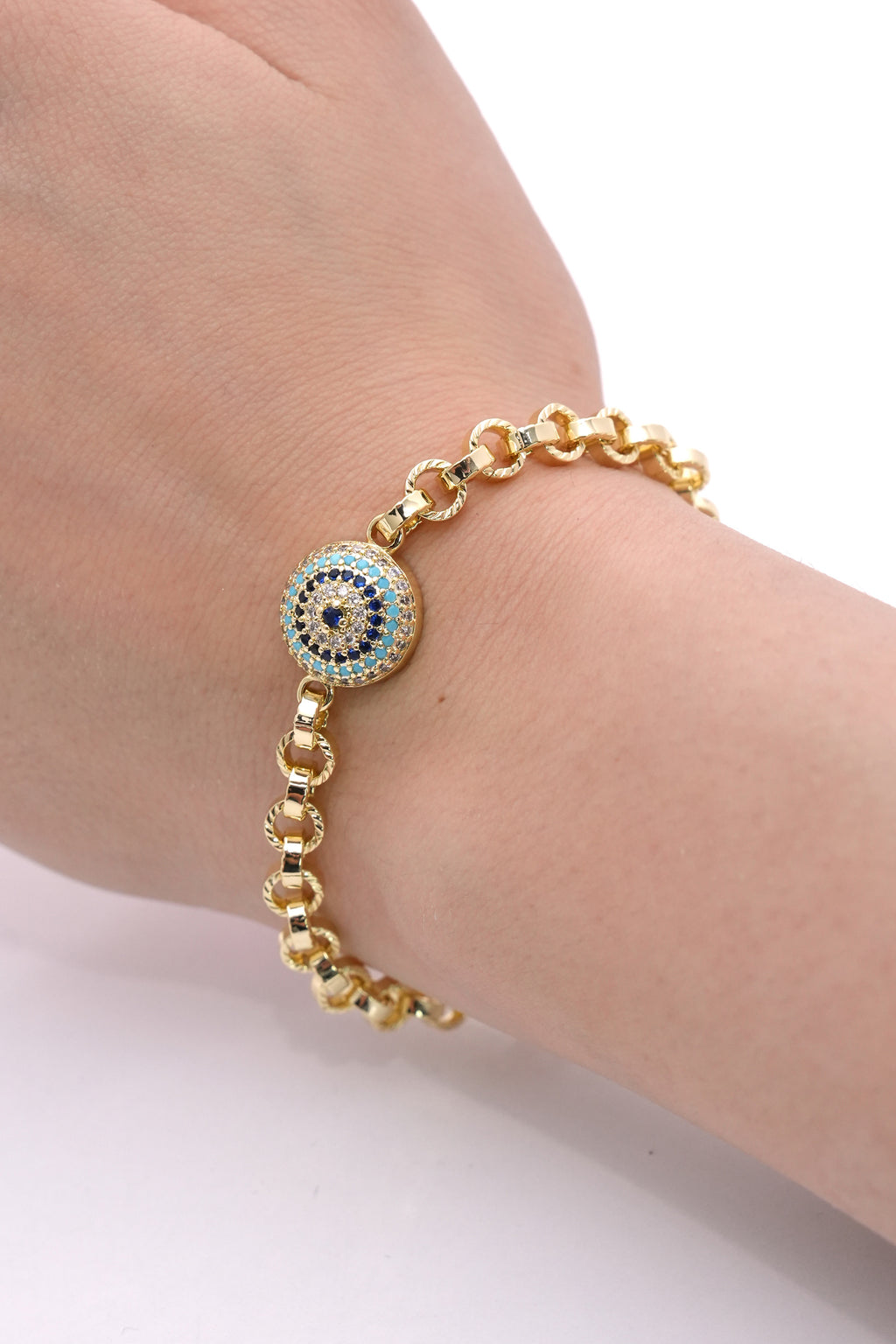 Güçlü Nazar 14K Altın Kaplama Luxe Bileklik
