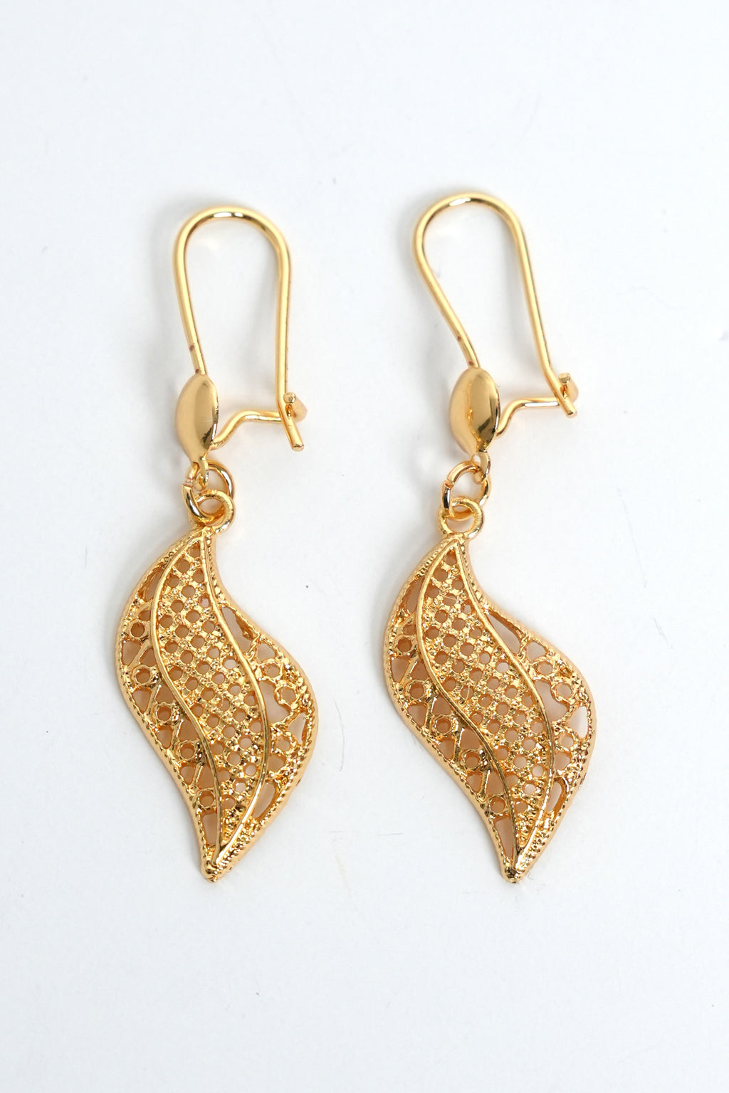 Altın Yaprak Telkârisi 22K Altın Kaplama Küpe