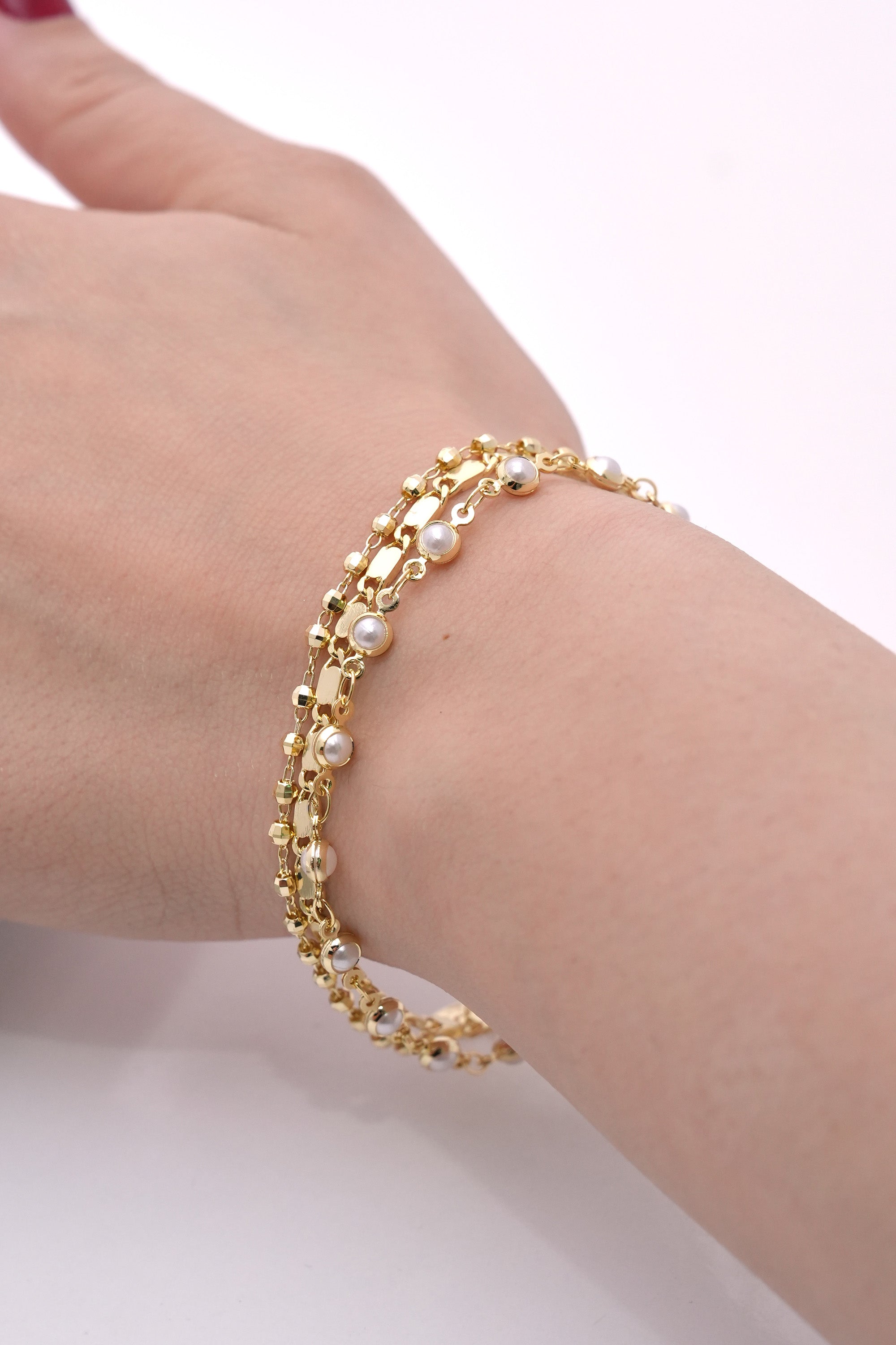 Üçlü Denge 14K Altın Kaplama Luxe Bileklik