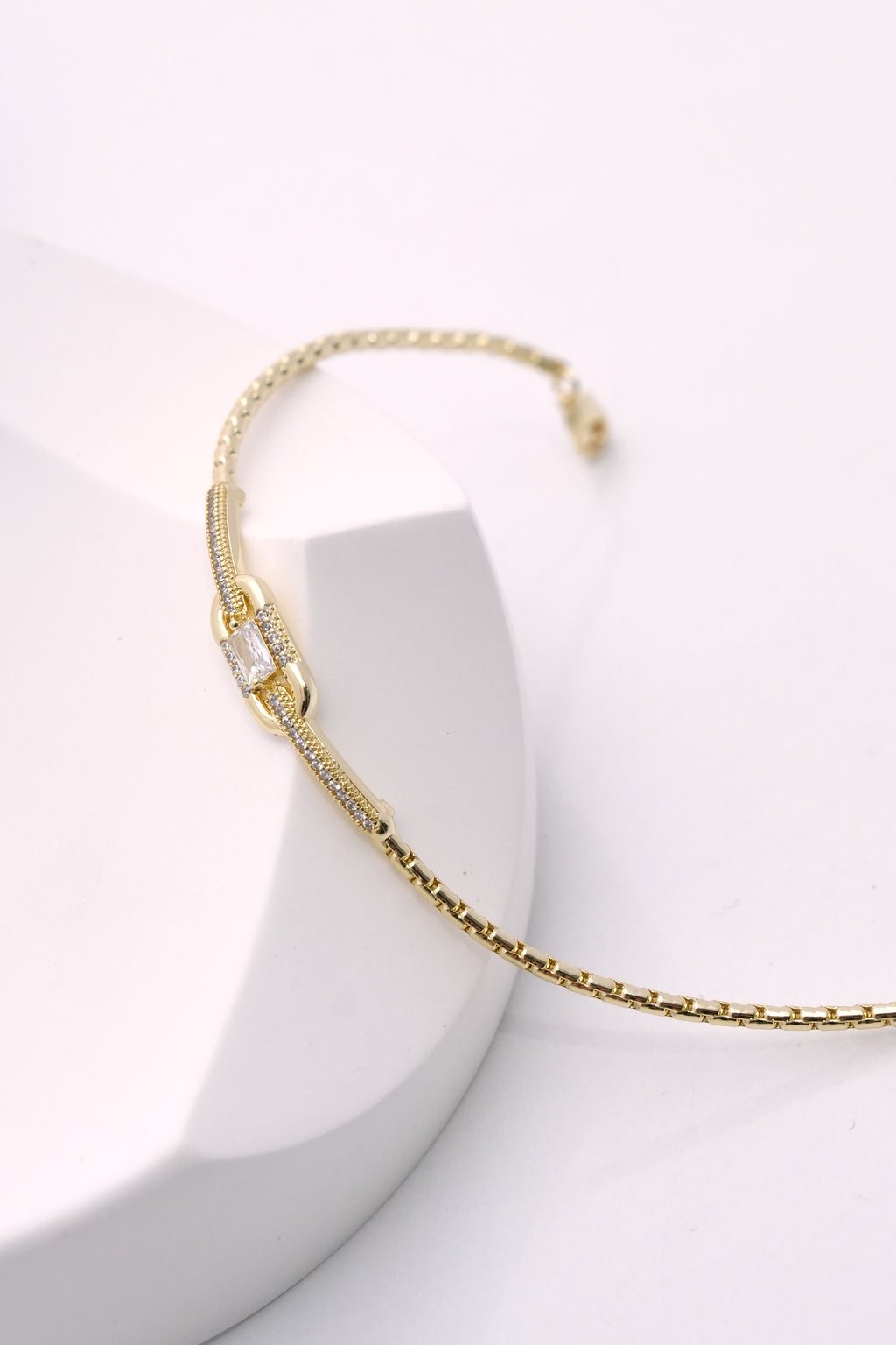 Kristal Kilit 14K Altın Kaplama Luxe Bileklik