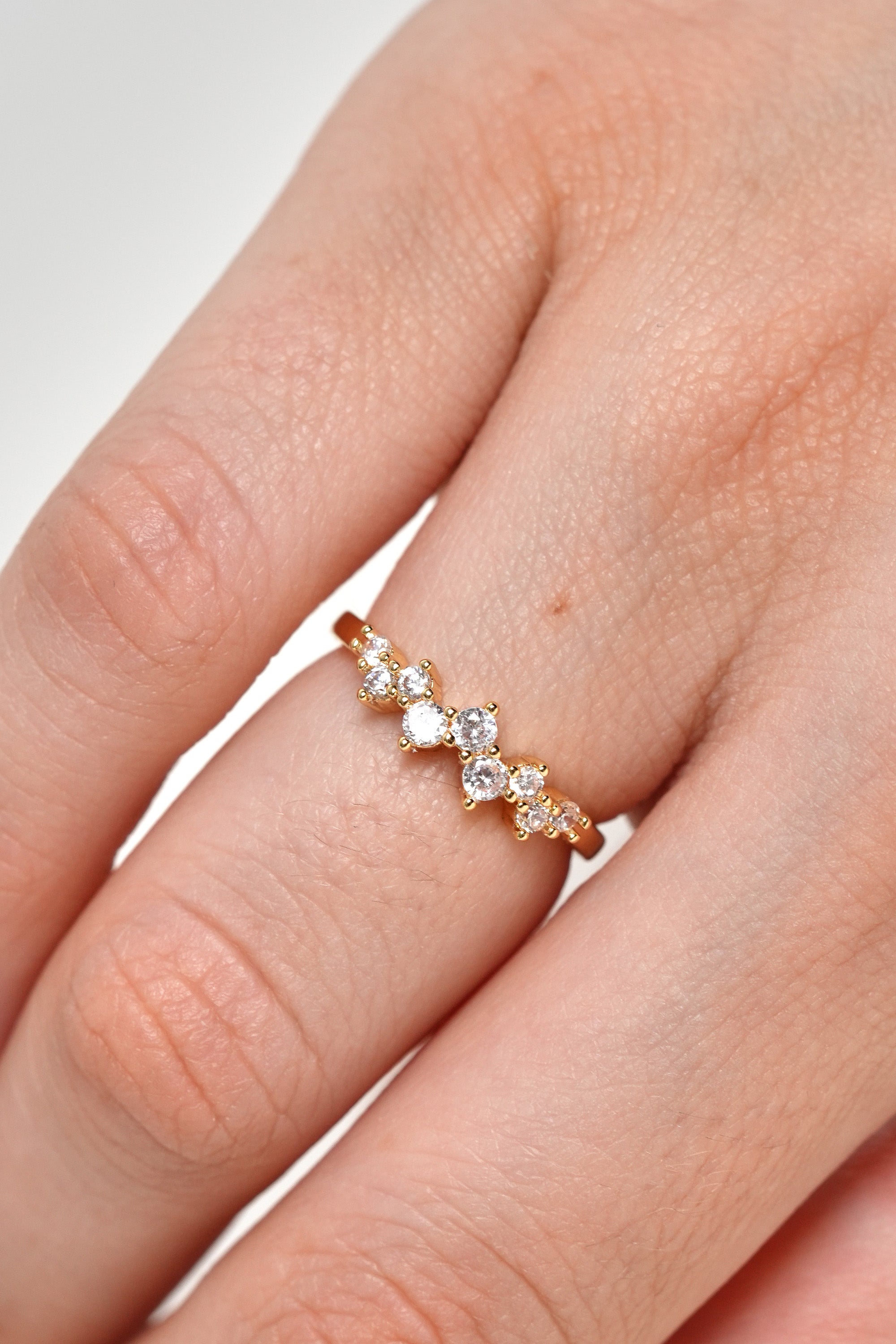 Taç Işıltısı 14K Altın Kaplama Vintage Yüzük